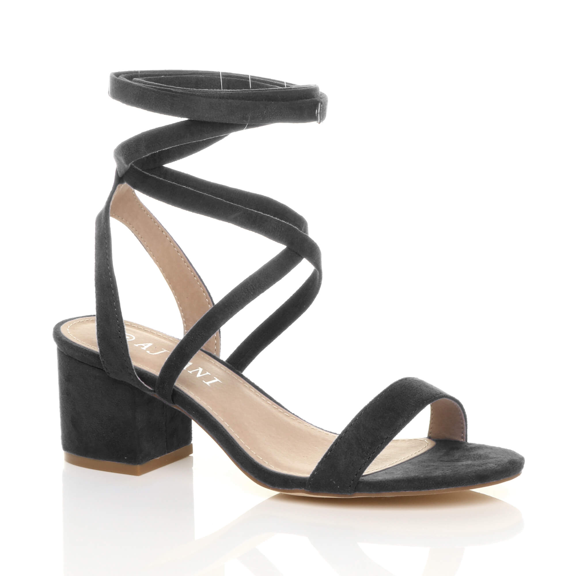 Purple Mid Block Heel Tie Up Sandals