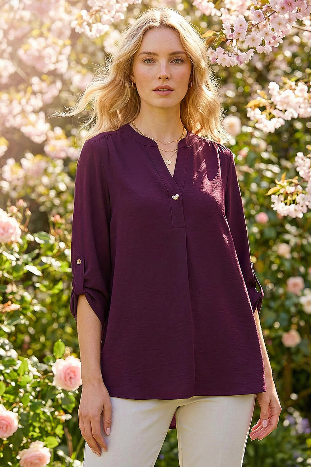 Purple Heart Button Detail Shirt, Image 1 of 4