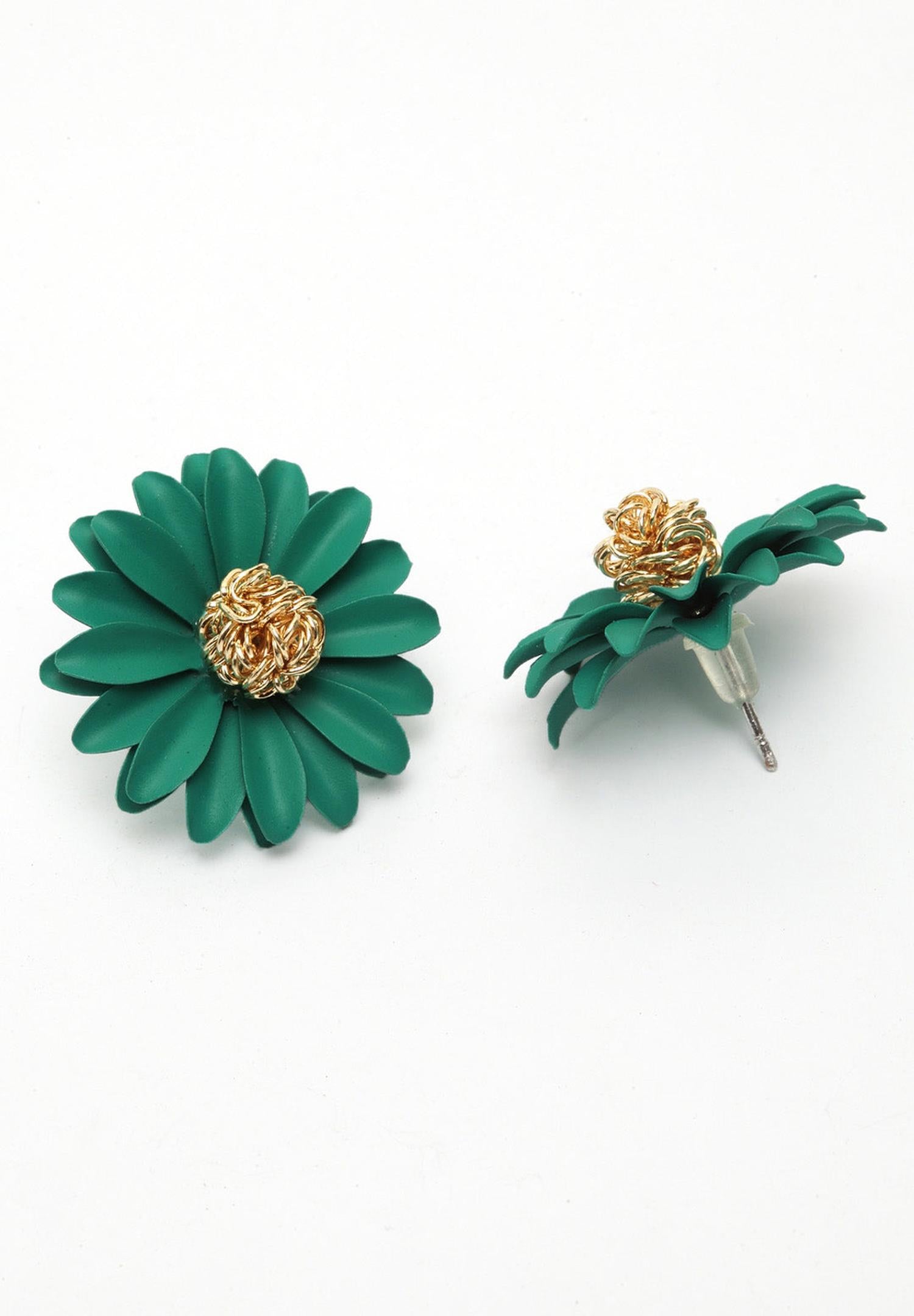 Green AVANT-GARDE PARIS Green Fuchsia Floral Studs, Image 3 of 5