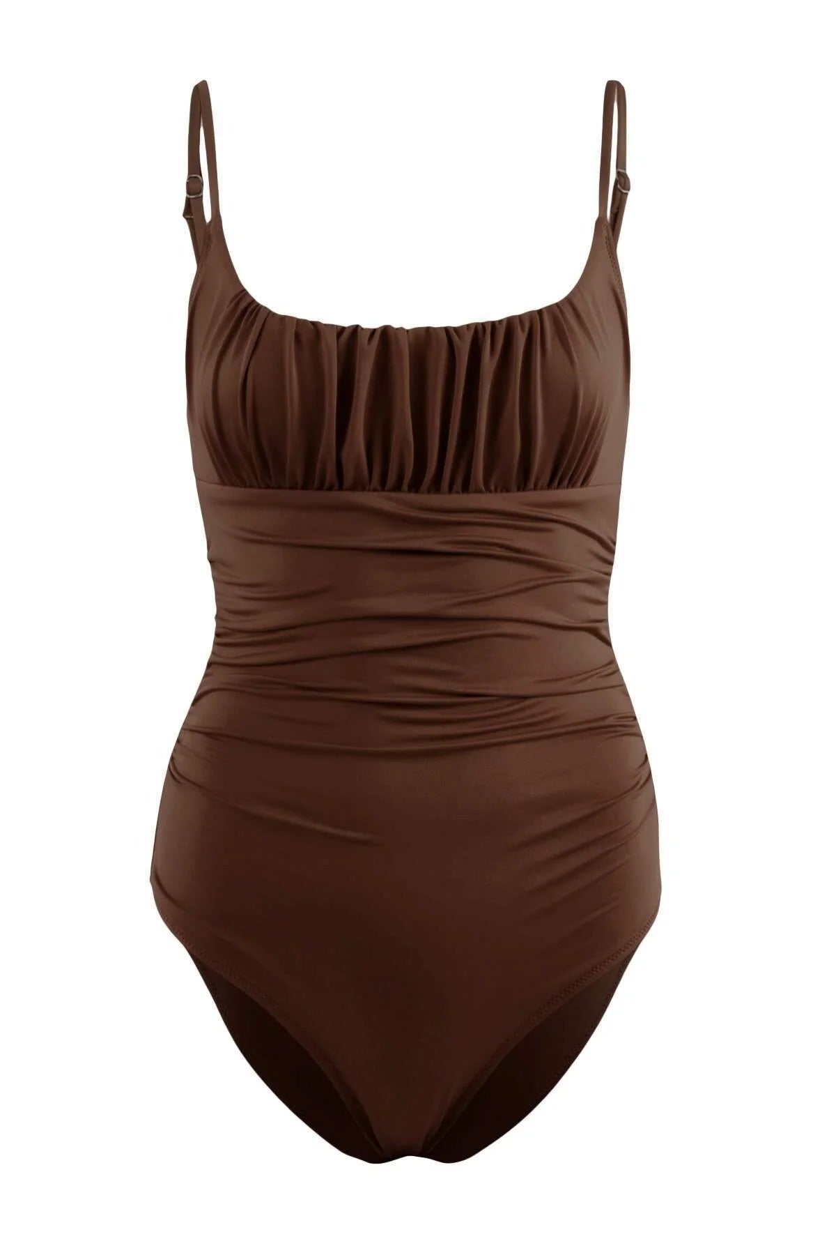 Black Strappy Square Neck Ruched Waist Swimsuit