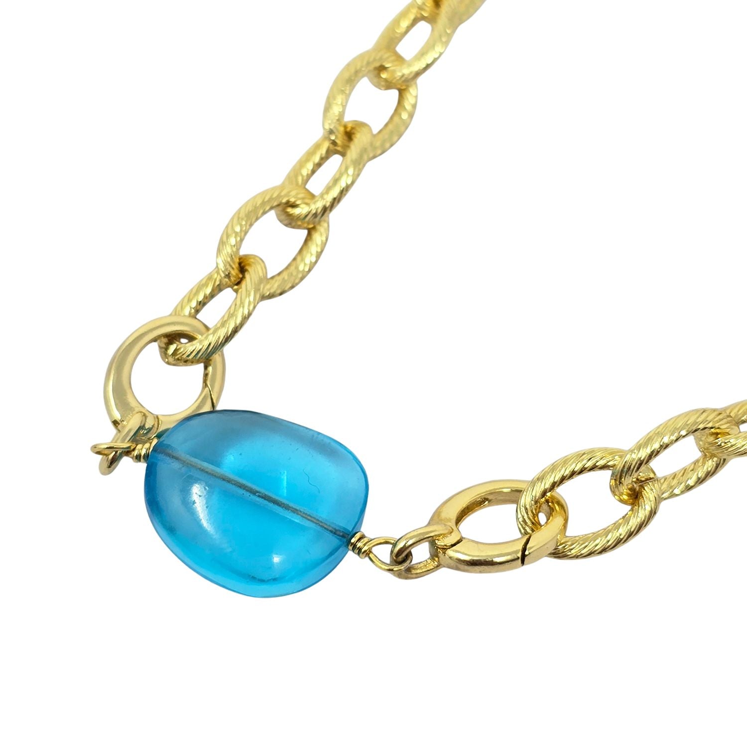 Gold Blue Topaz December Birthstone Statement Pendant Necklace, Image 1 of 1