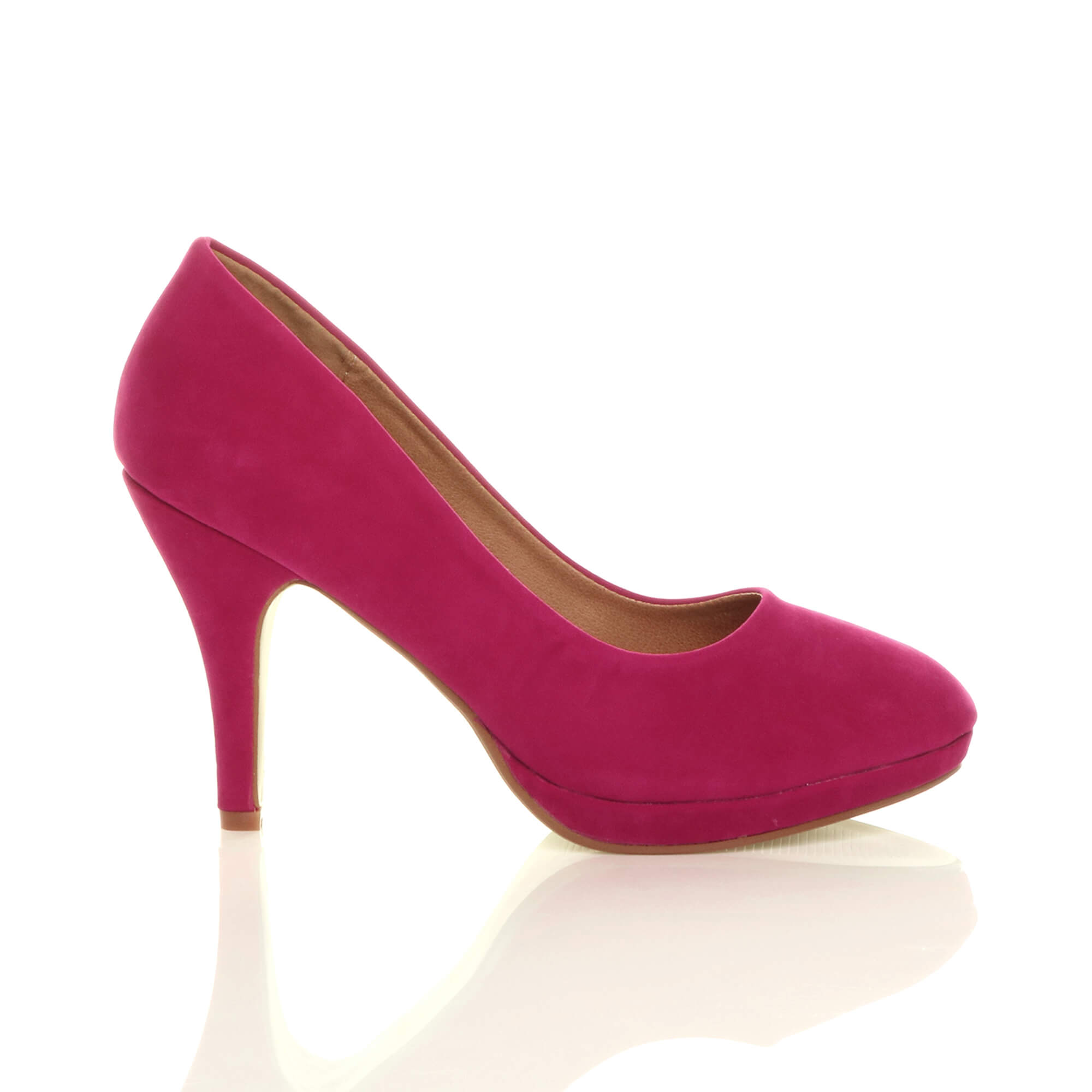 Fuchsia AJVANI Fuchsia Mid High Heel Court Shoes, Image 2 of 6