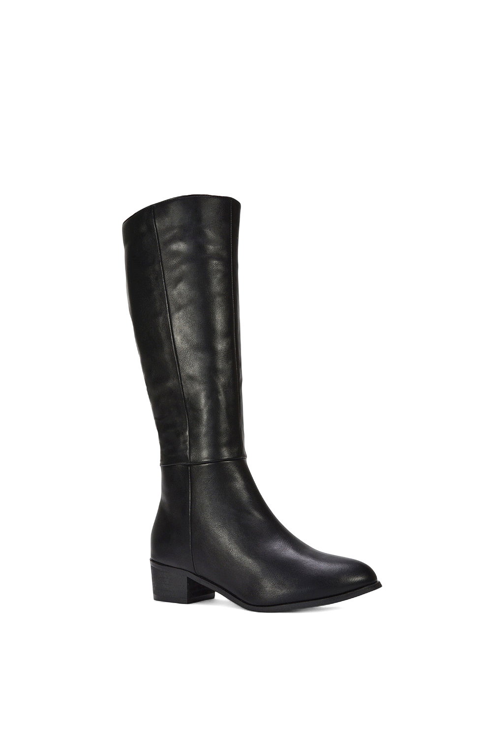 Black ‘Anne’ Knee High Boots with Low Block Heel, Image 2 of 6