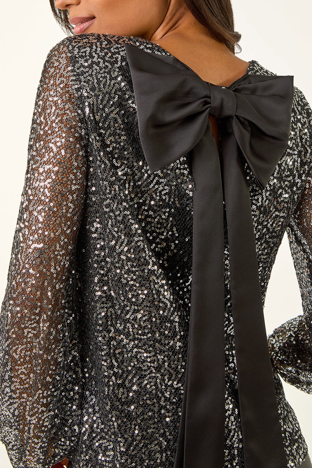 Satin Top With Bow Neckline