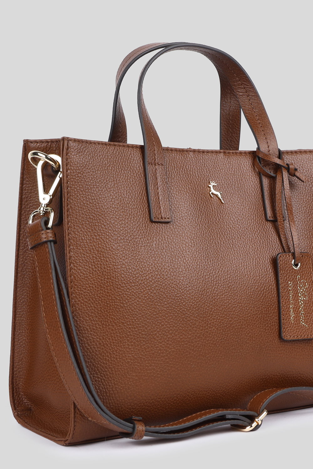 Tan 'Sogno di Pelle' Real Leather Tote Bag, Image 2 of 4