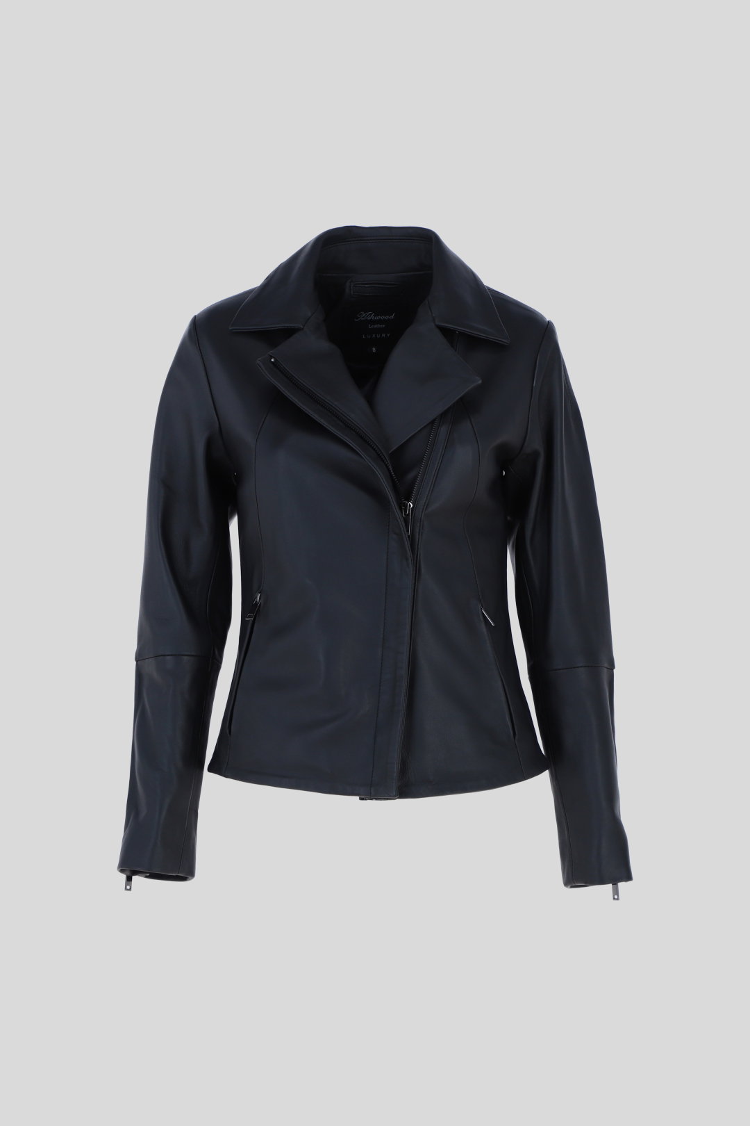 Black Ashwood Leather Black Real Leather Biker Jacket with Hidden Zips, Image 2 of 5
