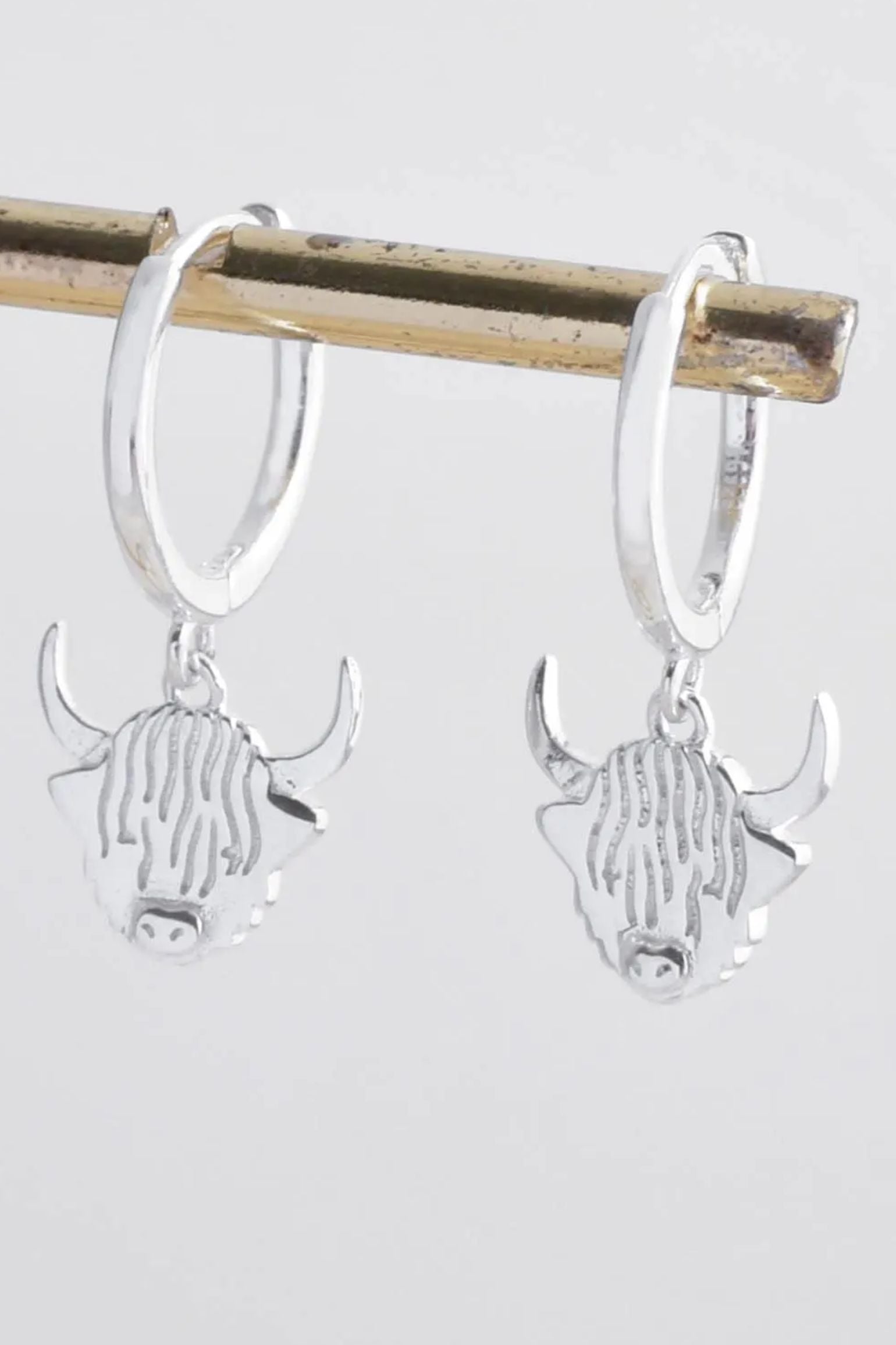 Silver Highland Cow Huggie Hoops, Image 3 of 3