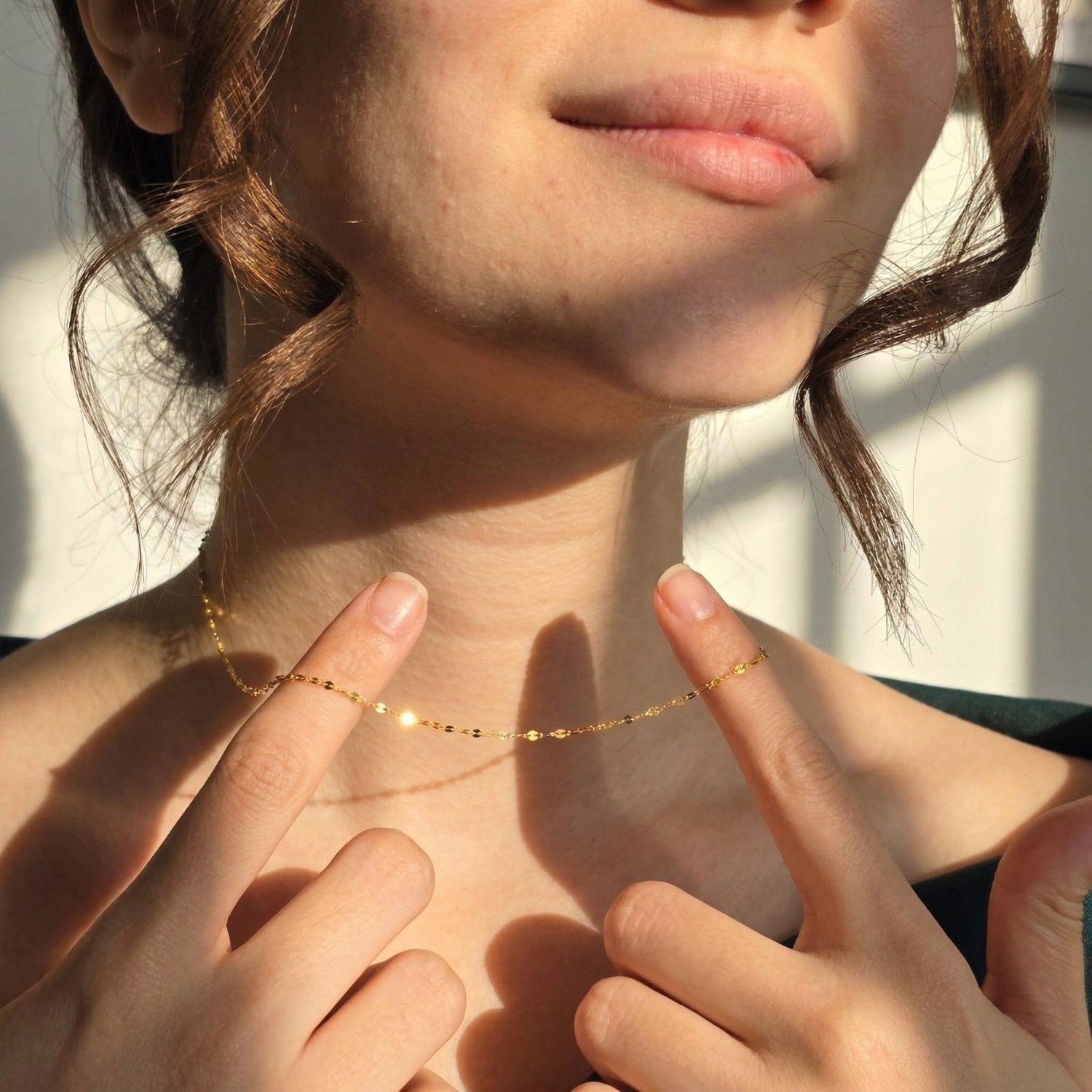 Gold Dainty Glitter Shiny Sparkle Gold Plated Chain, Image 4 of 4