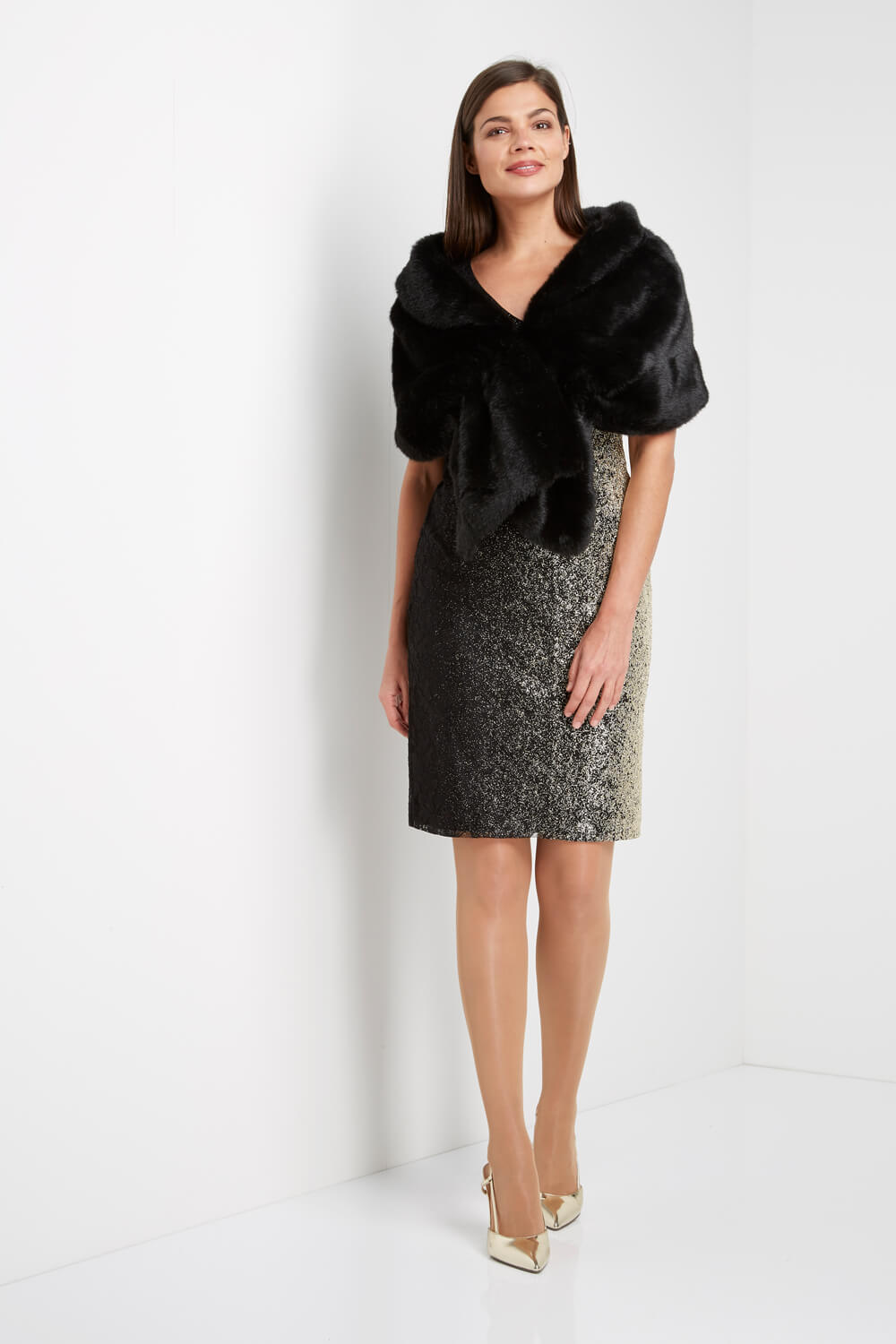 Black Faux Fur Shawl, Image 5 of 5