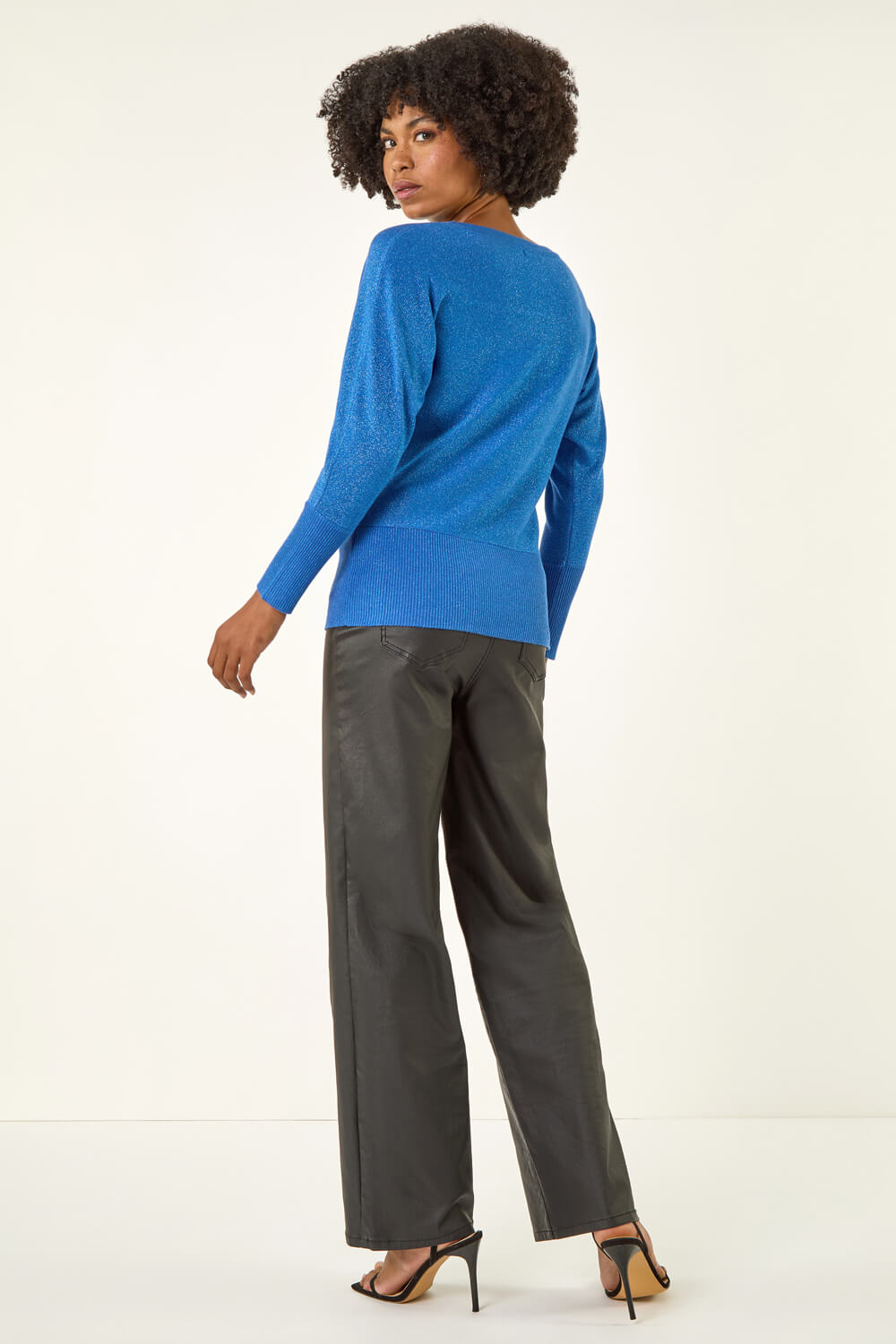 Blue Floral Sparkly Knit Jumper, Image 4 of 5