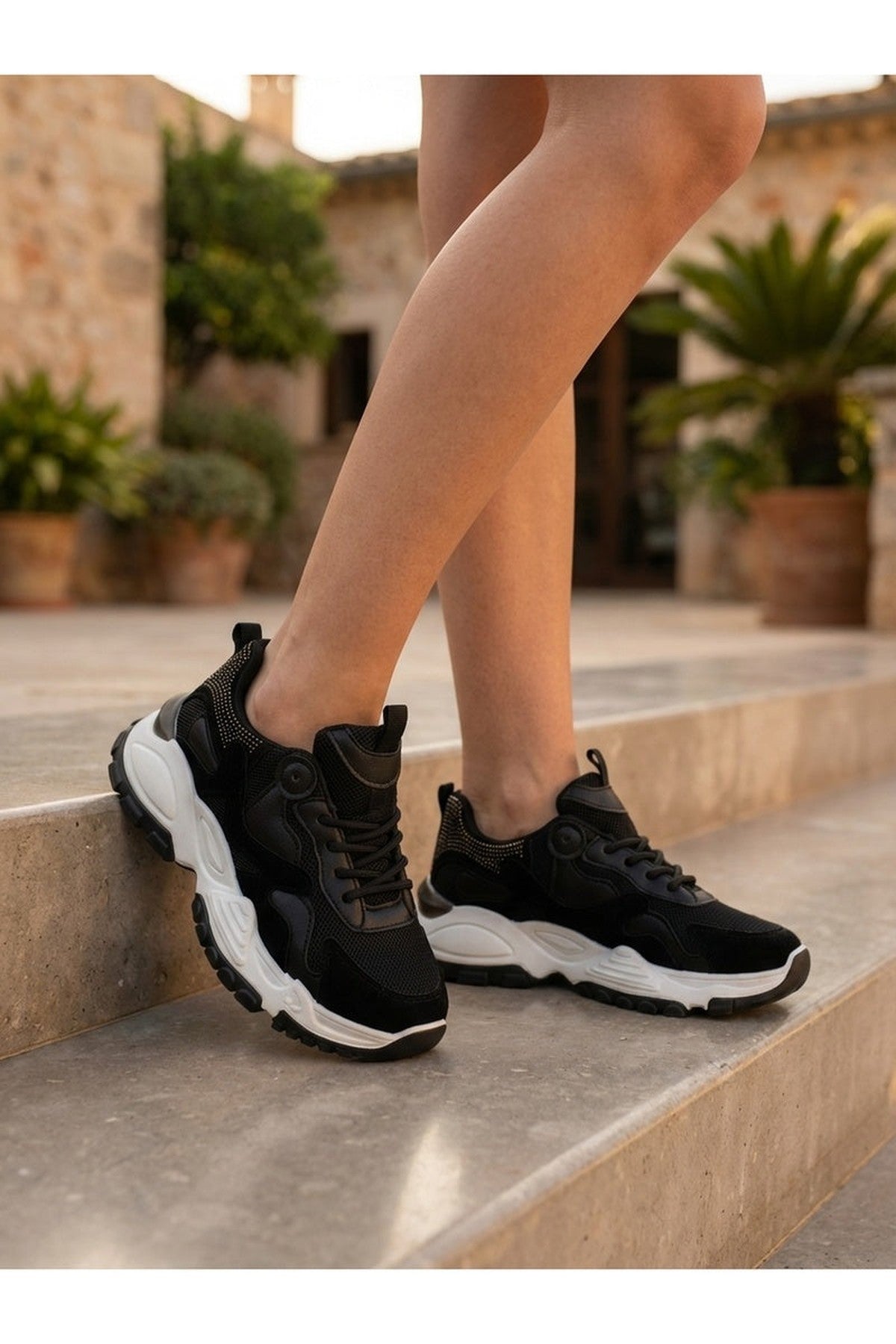 Black iKrush Black Ivy Studded Chunky Trainers, Image 3 of 5