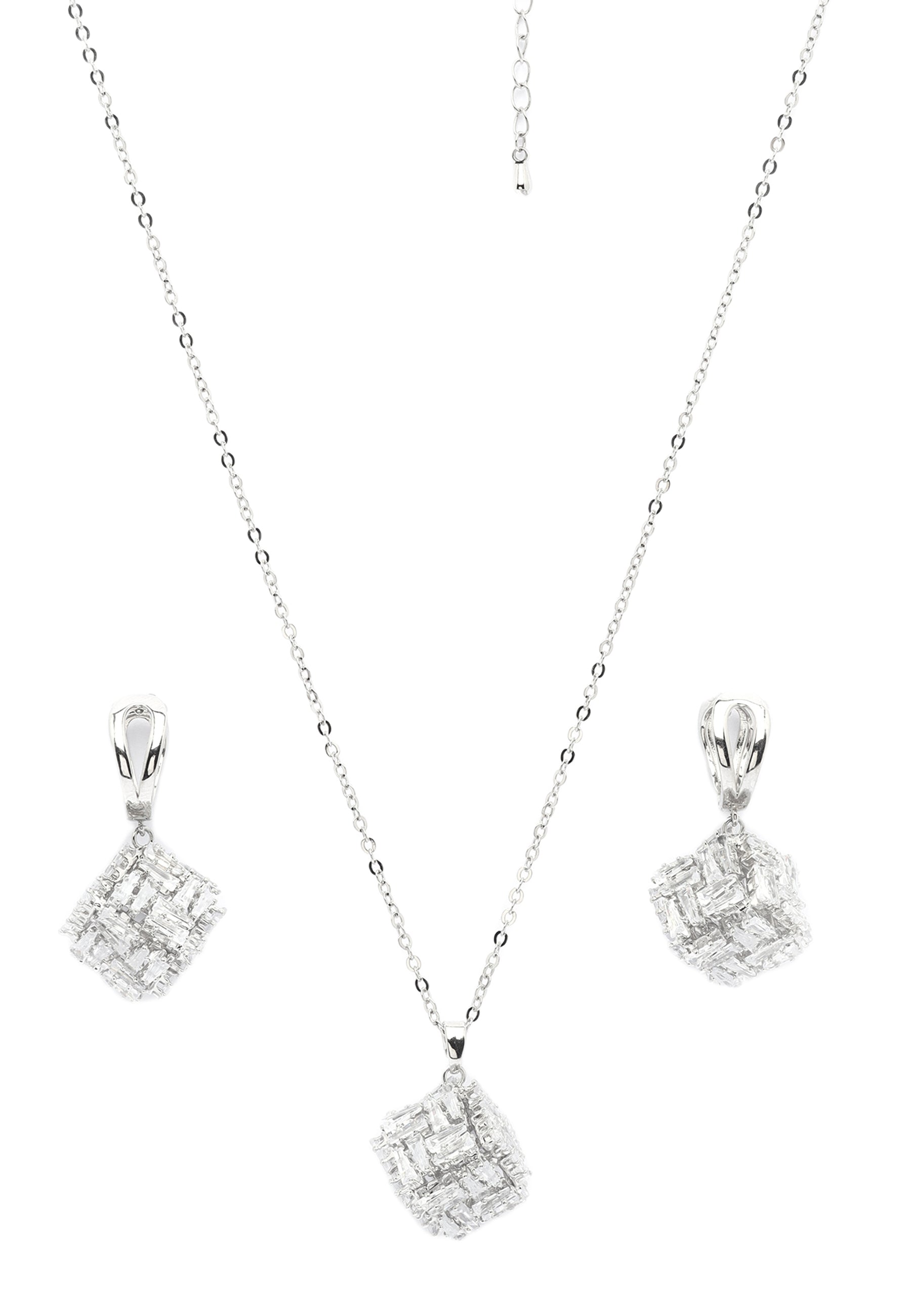 Metallic Glittering Symphony Necklace And Earrings Set