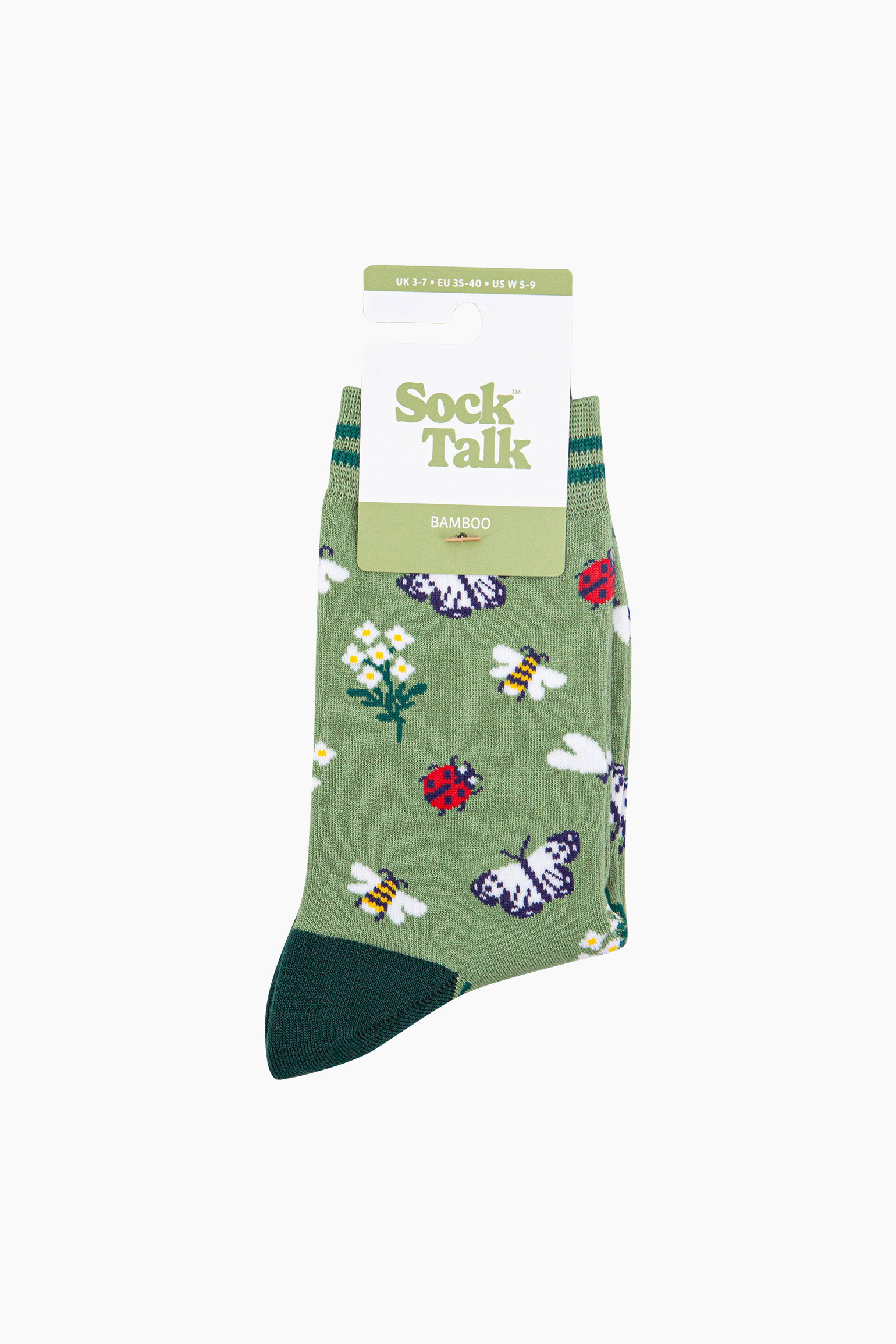 Green Garden Ladybird Butterfly Bamboo Socks, Image 4 of 4