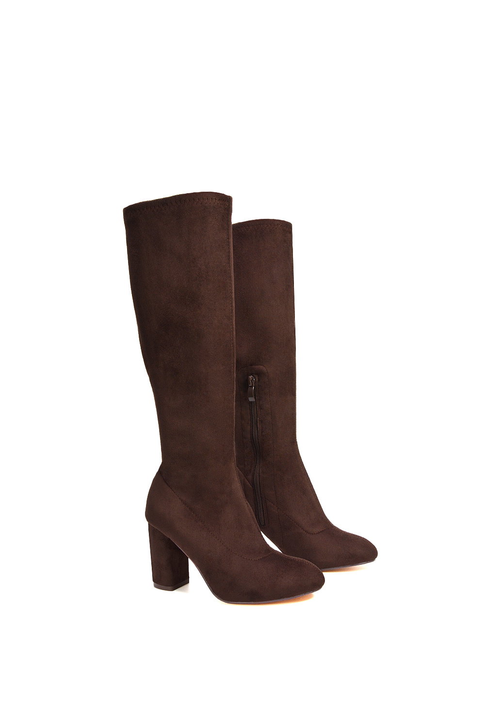 Brown XY LONDON Brown 'Clementine' High Block Heel Knee High Boots, Image 5 of 6