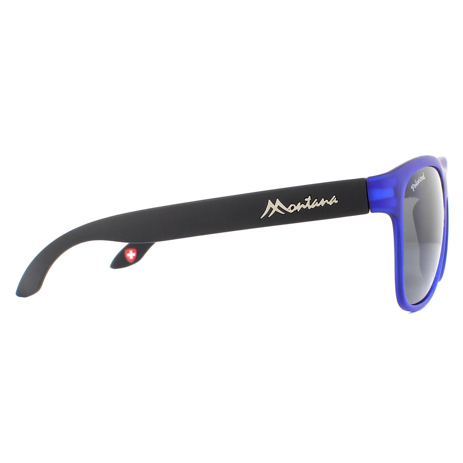 Blue Montana Blue Rectangle Blue with Black Rubbertouch Black Polarized Sunglasses, Image 4 of 4
