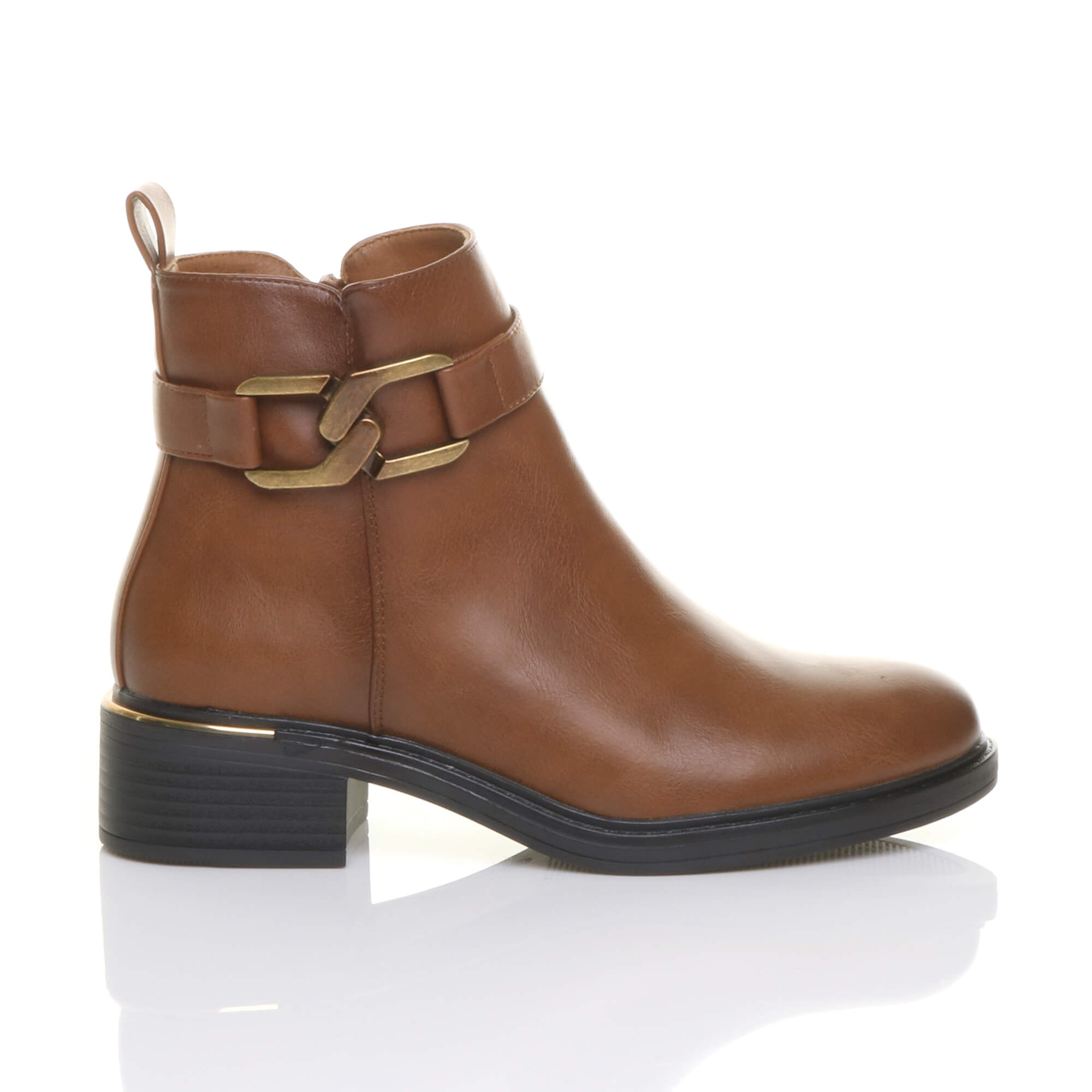 Camel AJVANI Camel Flat Low Heel Ankle Boots, Image 2 of 6