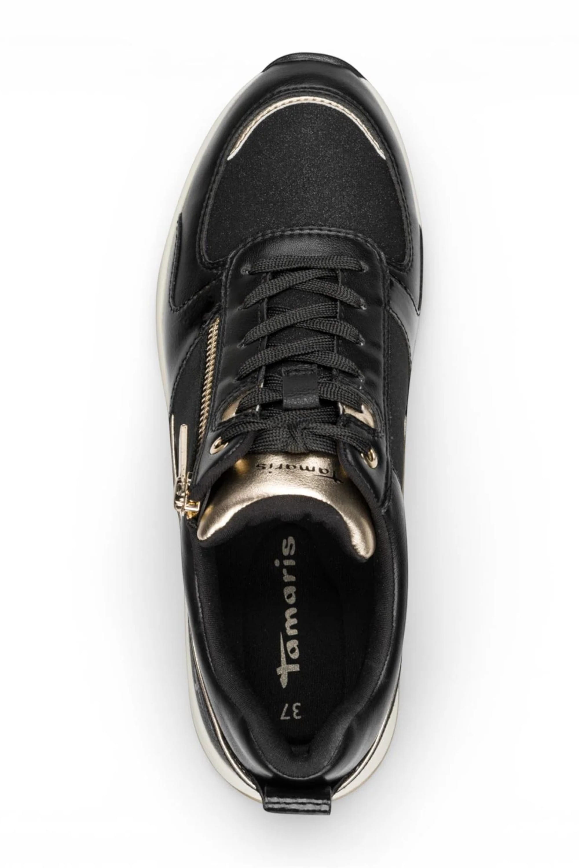Black Tamaris Black Tamaris Black Gold Platform Sneakers, Image 6 of 7