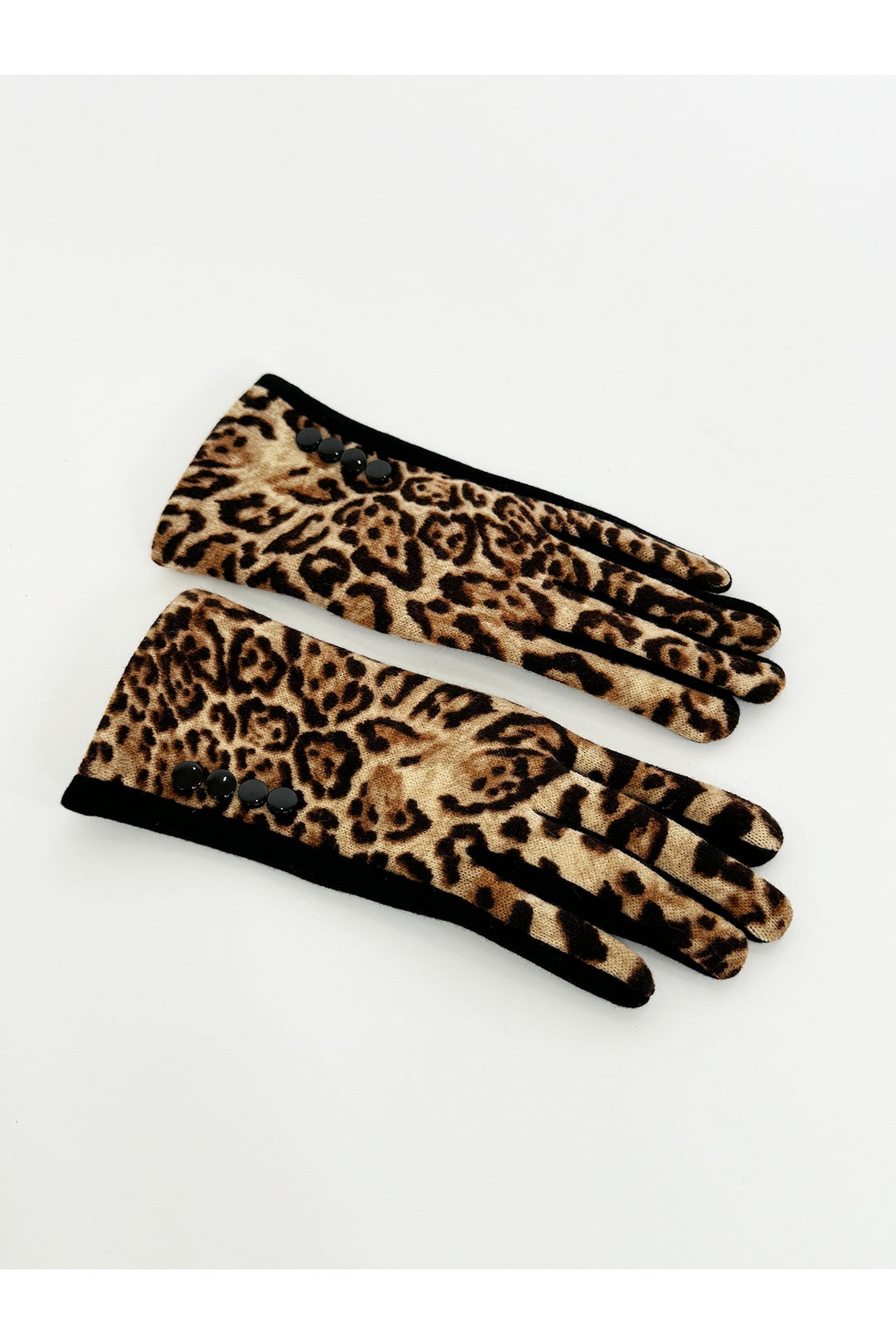 Multi Leopard Print Gloves with Black Buttons, Image 1 of 3