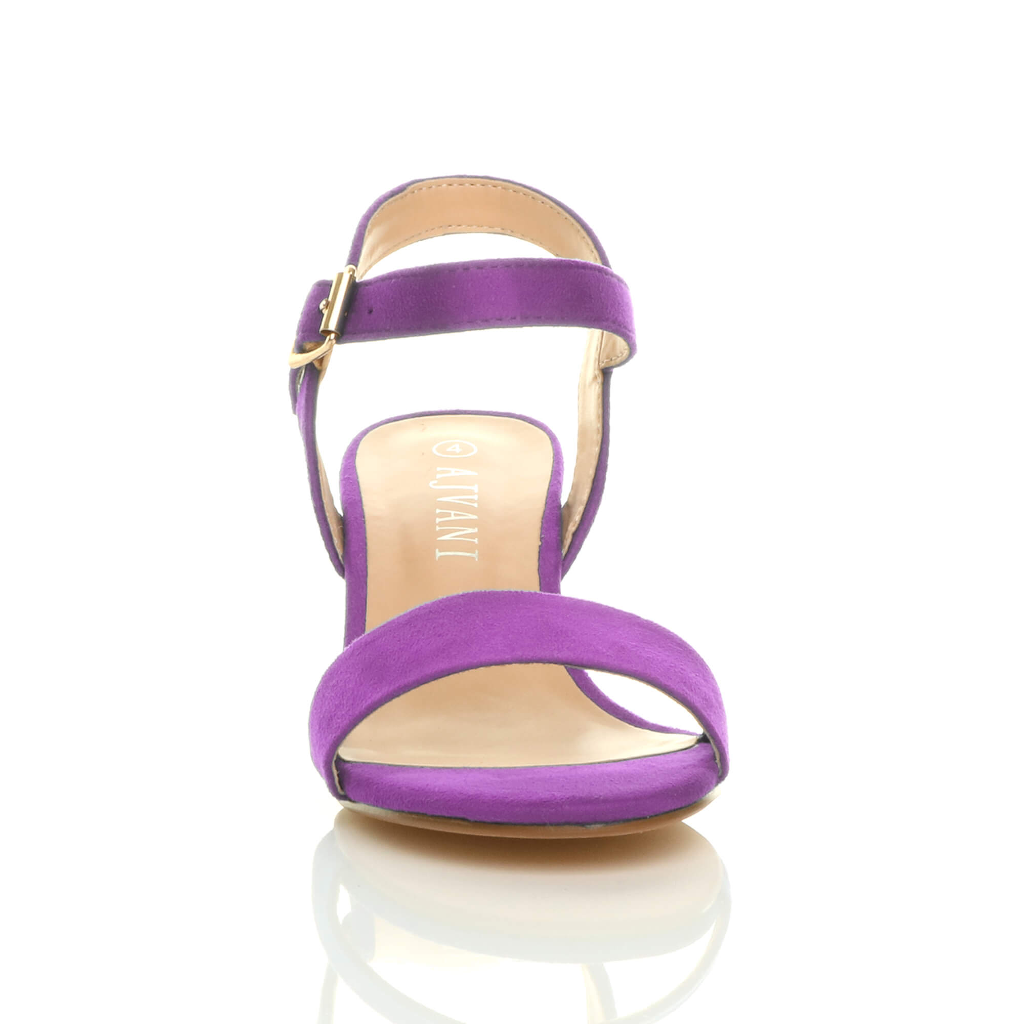 Purple AJVANI Purple Mid Block Heel Strappy Sandals, Image 5 of 5