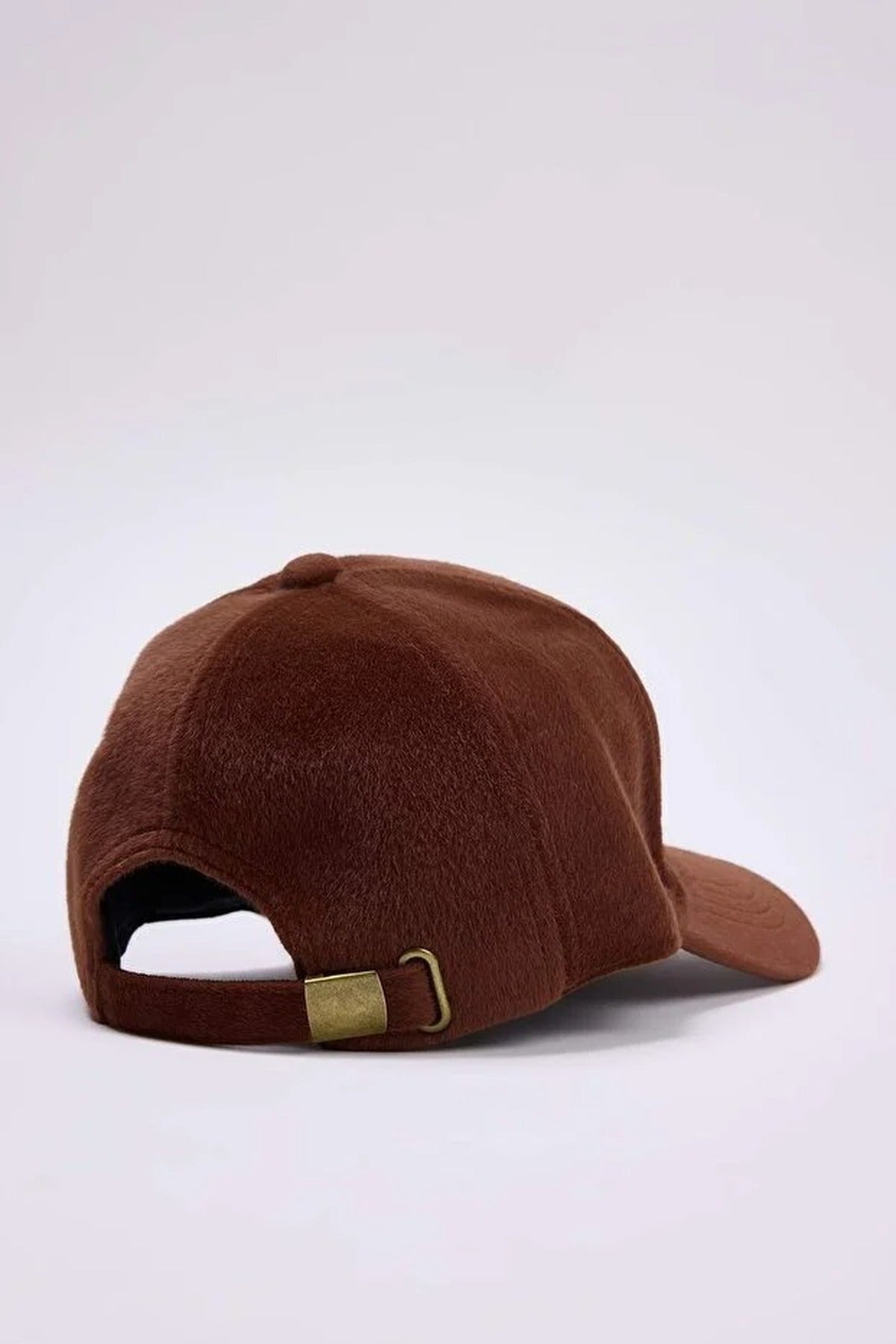Brown Brushed Cashmere Panelled Baseball Cap, Image 3 of 3