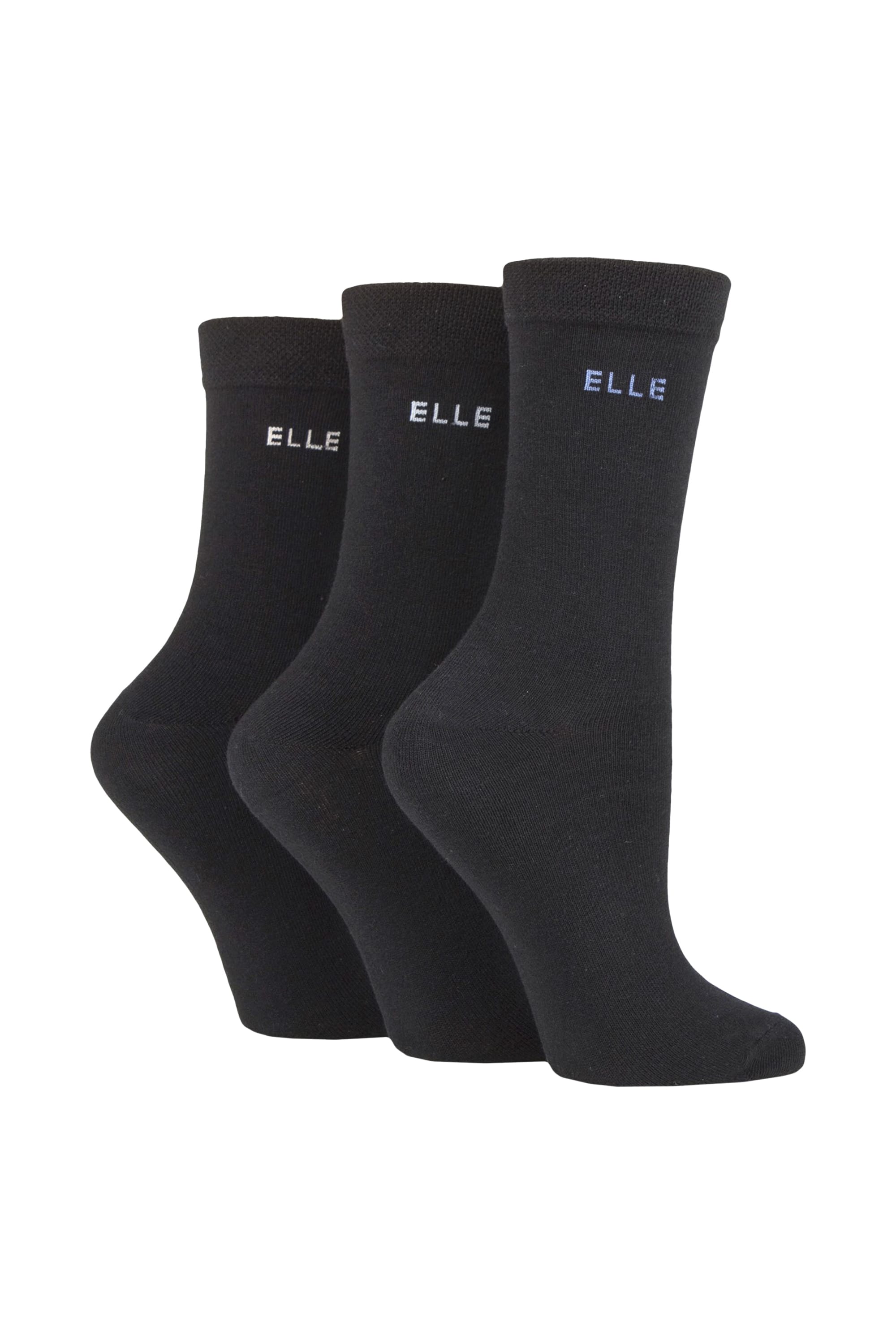 Black 3 Pack Plain Soft Breathable Cotton Socks, Image 1 of 2