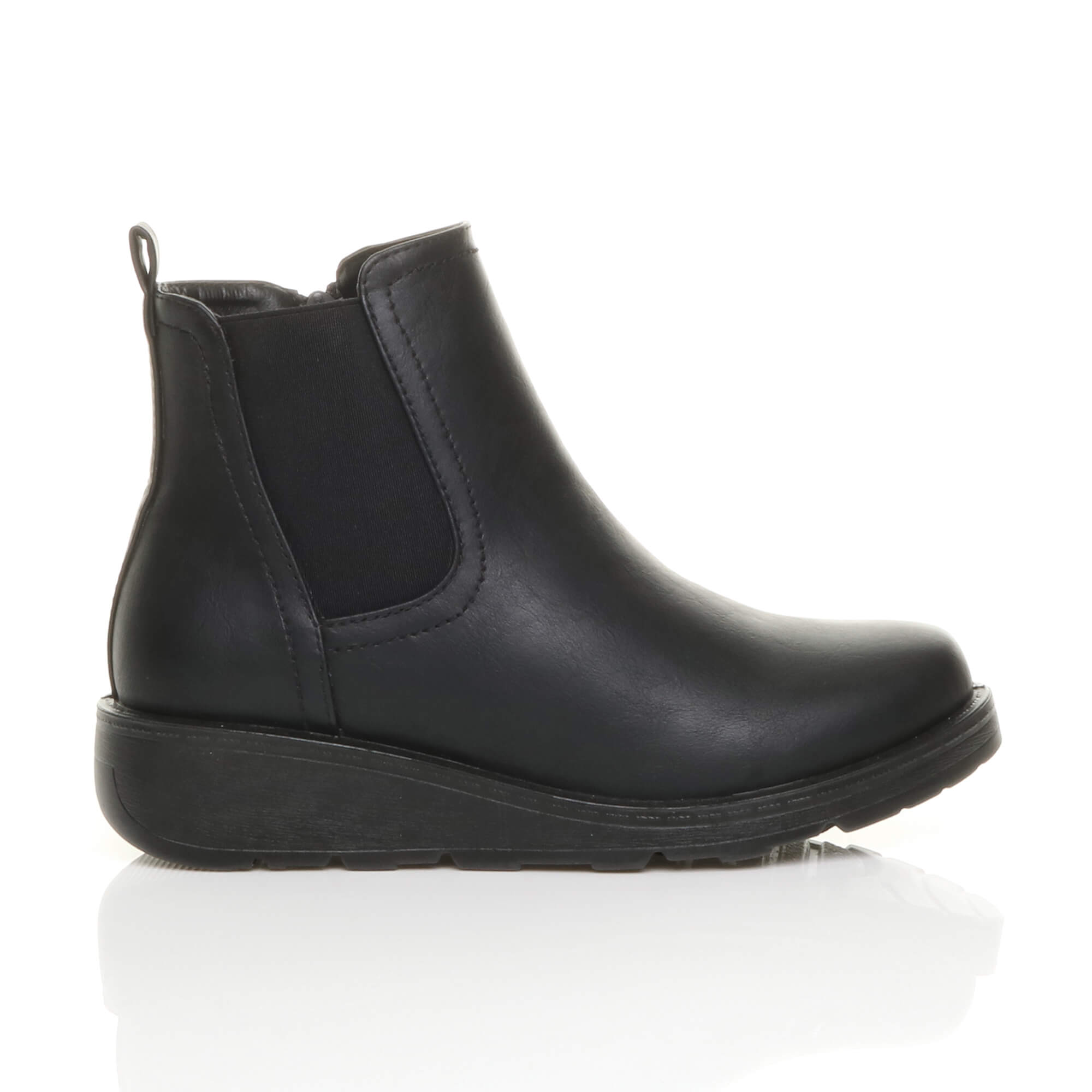 Black Low Wedge Comfort Ankle Chelsea Boots, Image 2 of 6