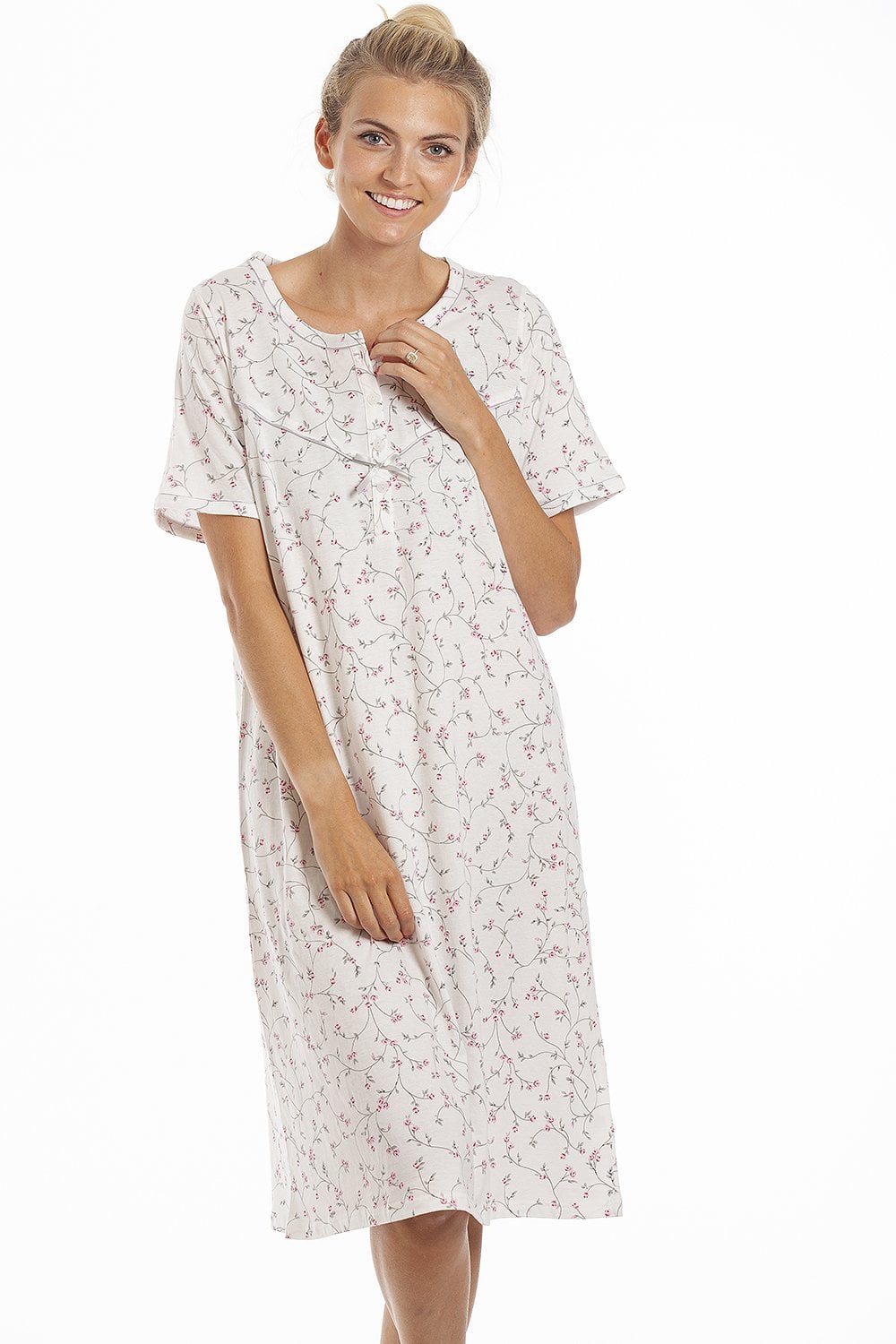 Pink Floral Print Nightdress, Image 1 of 5