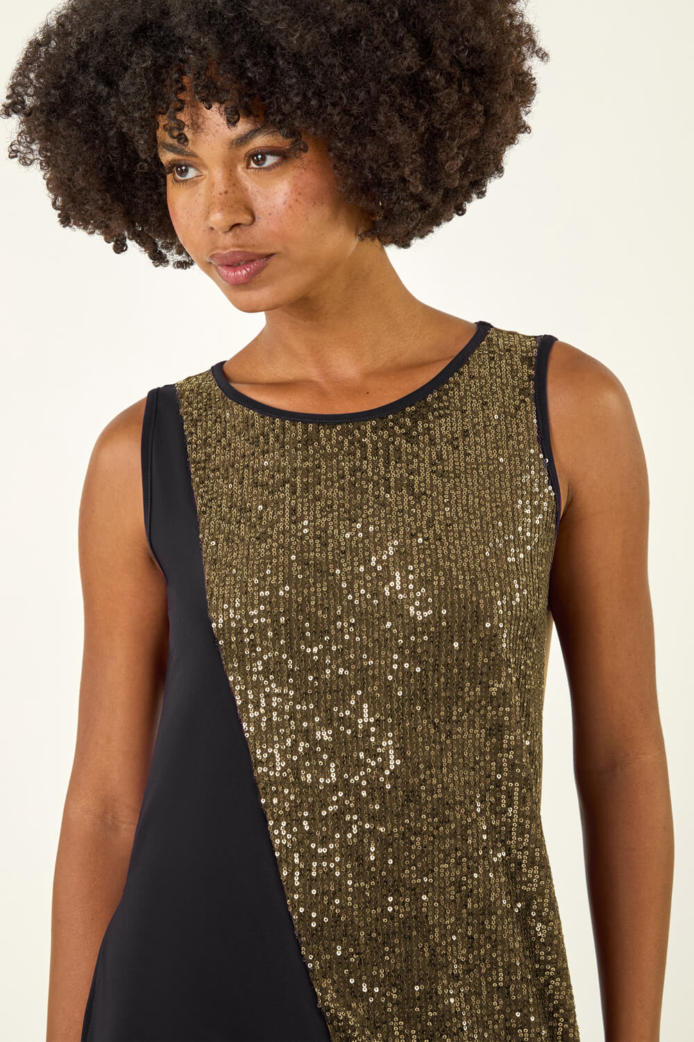 Gold Sparkly Asymmetric Stretch Vest, Image 5 of 5