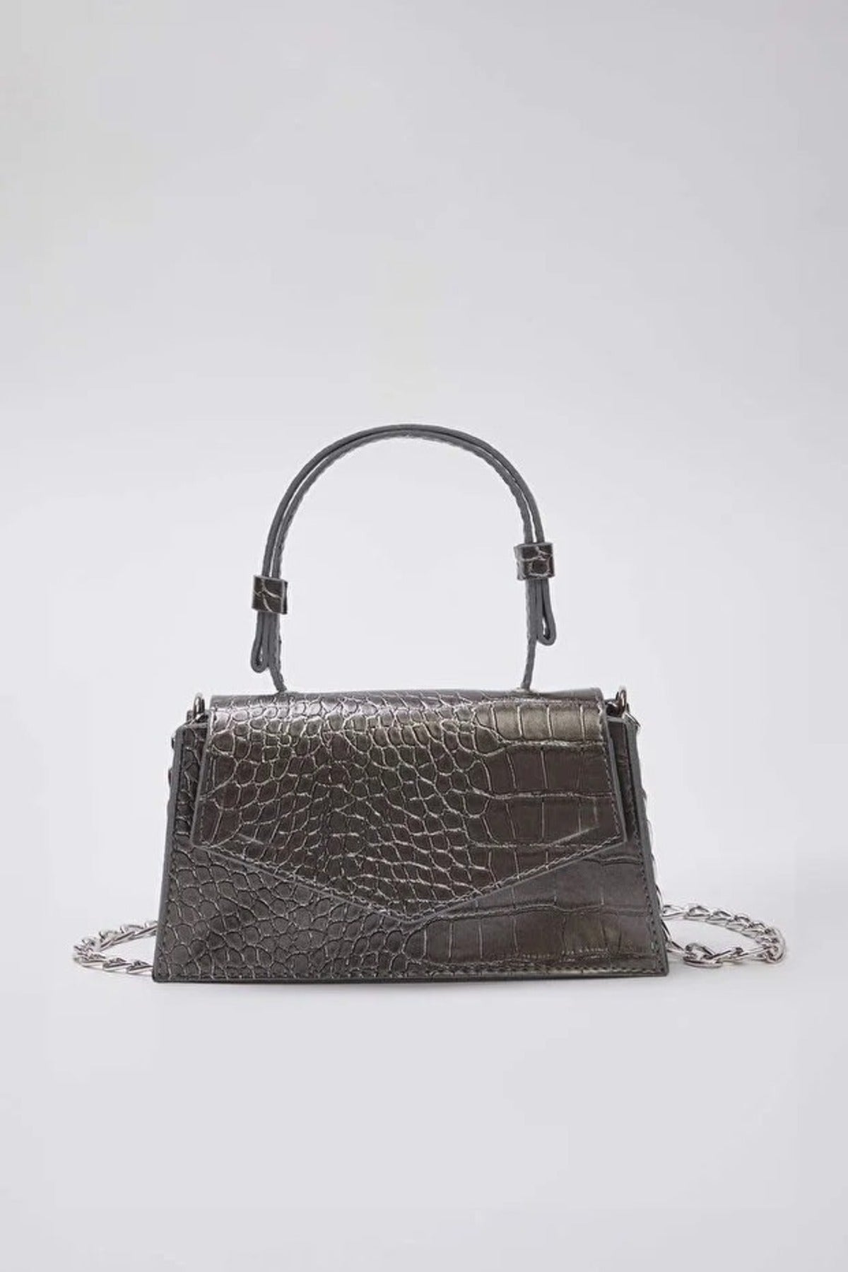 Silver Textured Crossbody Mini City Bag, Image 3 of 3