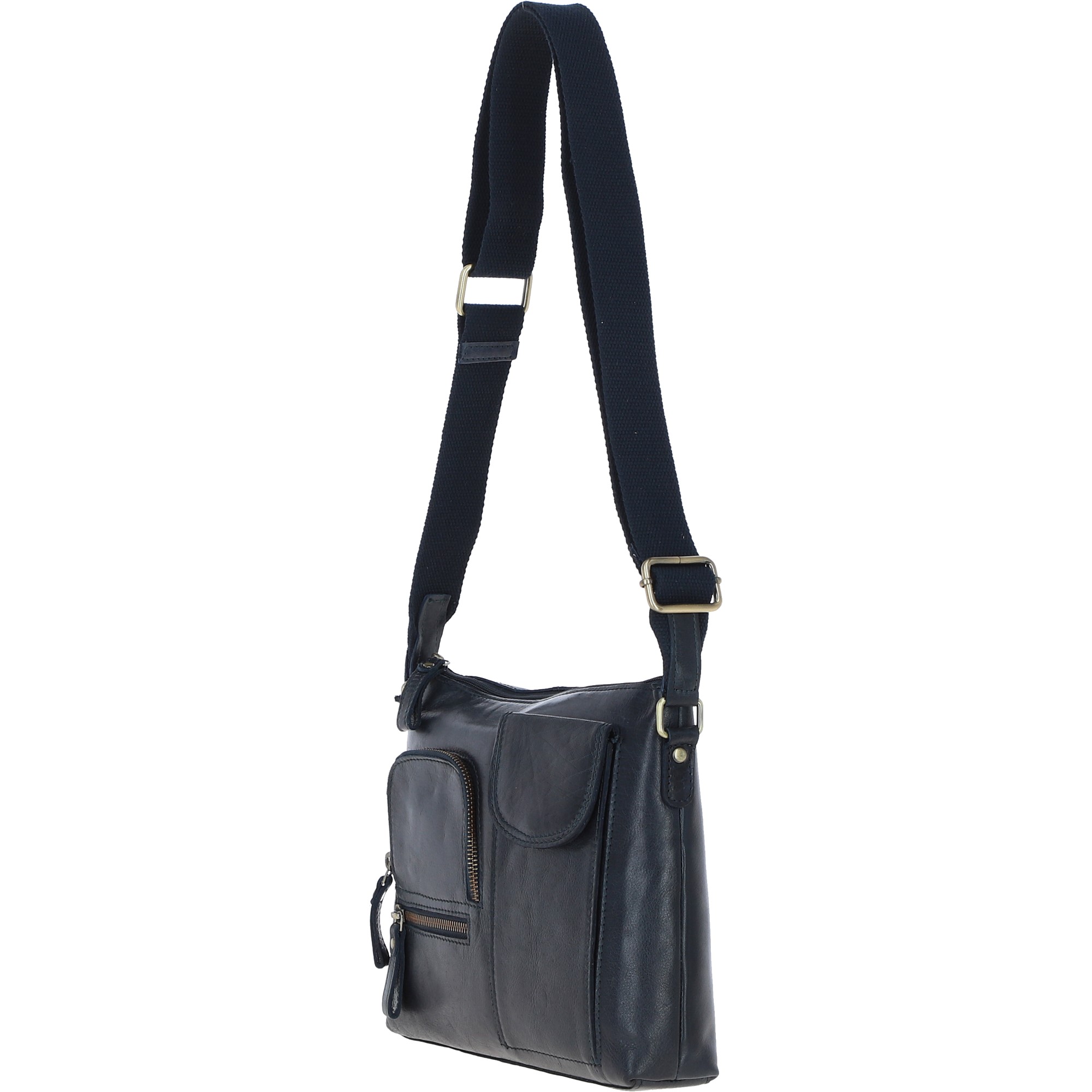 Navy Exquisite Real Leather Cross Body Bag, Image 4 of 5