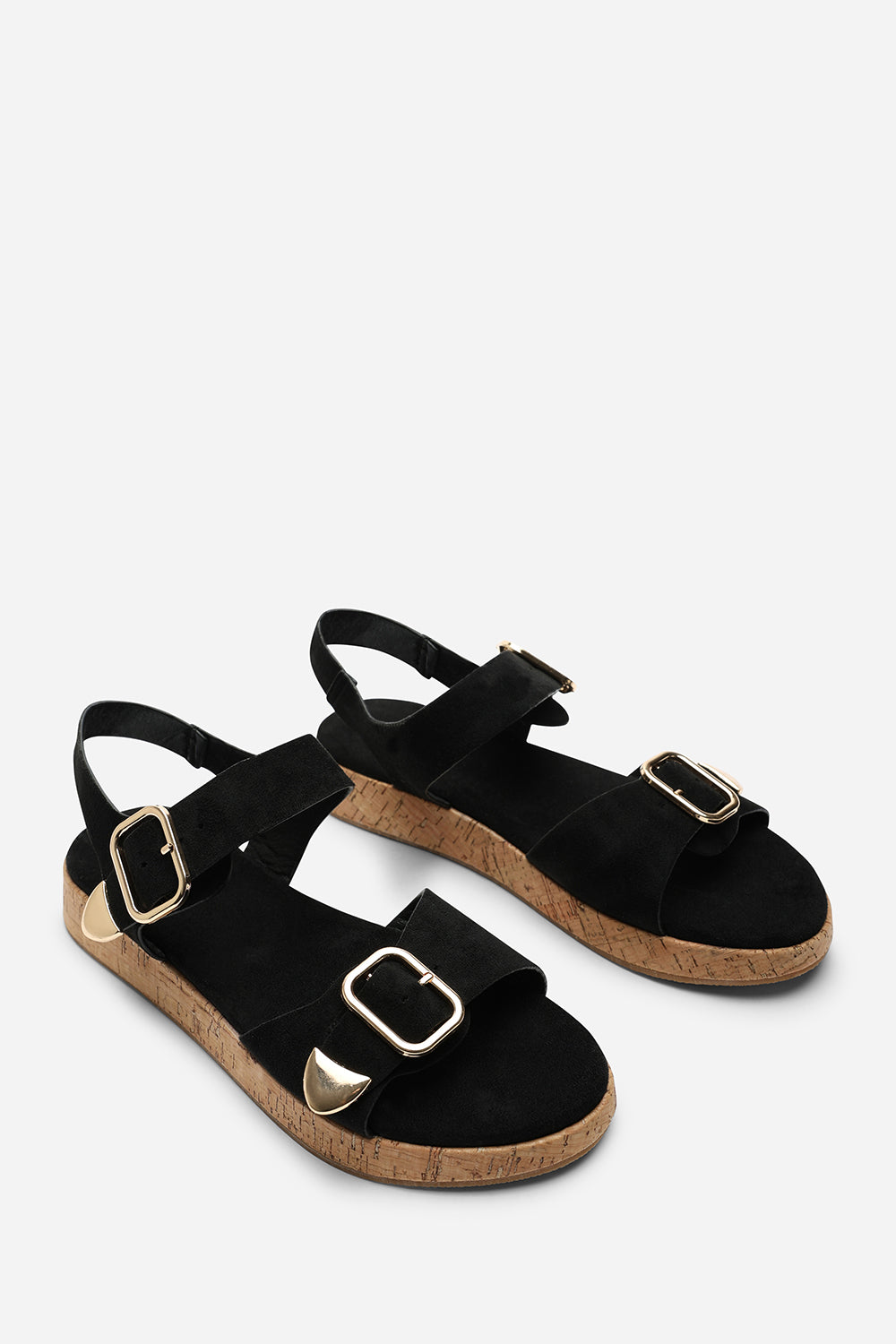 Black Iridia Double Buckle Low Wedge Sandal, Image 5 of 6