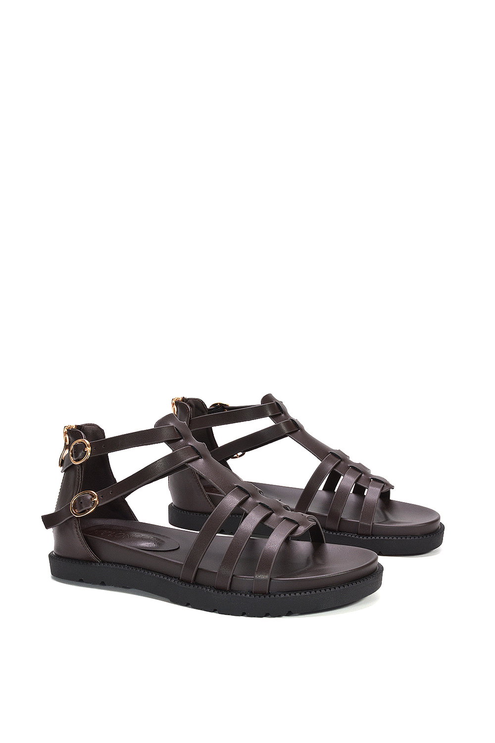 Brown XY LONDON Brown 'Haden' Flatform Gladiator Sandals With Chunky Sole, Image 3 of 6