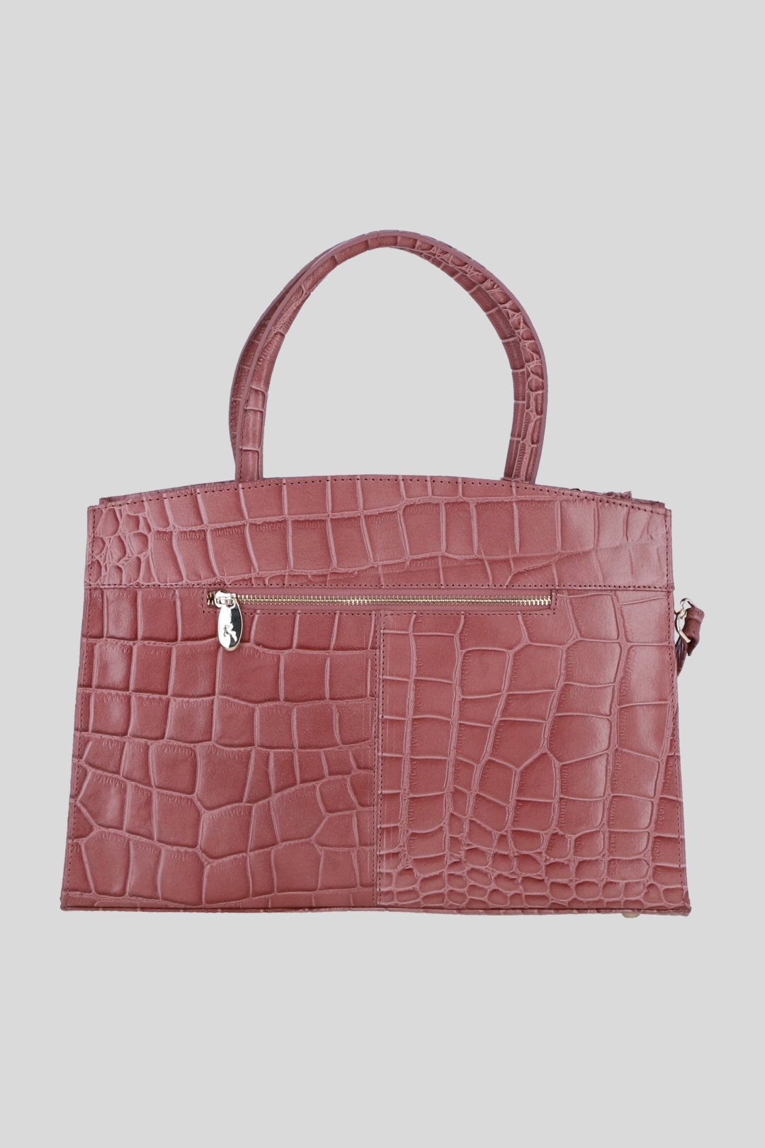 Rose Real Leather Structured Handbag with Detachable Strap, Image 3 of 4