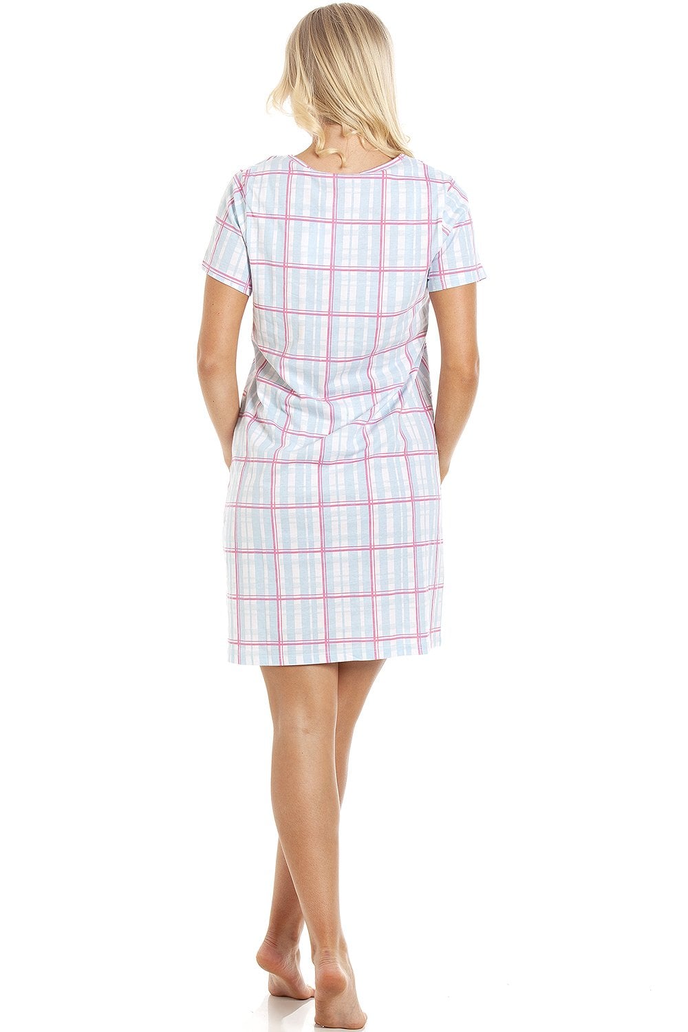 White Camille Lingerie White Checkered Print Cotton Nightshirt, Image 2 of 5