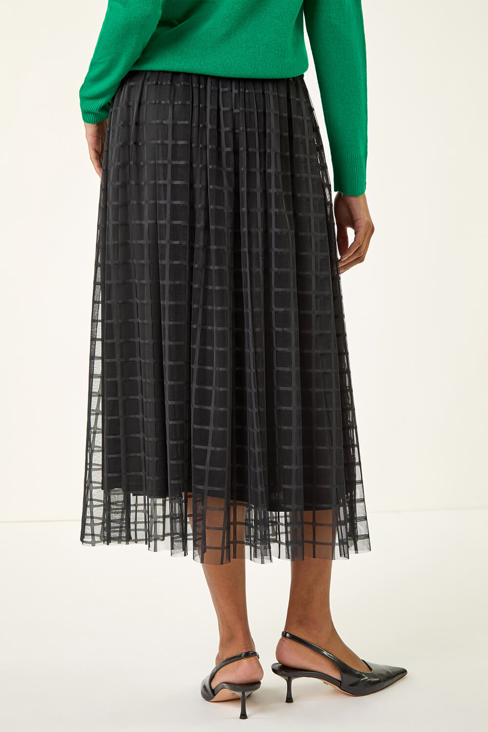 Black Geometric Mesh Overlay Skirt, Image 5 of 7