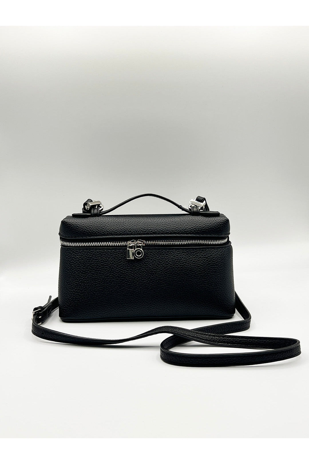 Black Faux Leather Crossbody Bag, Image 2 of 5
