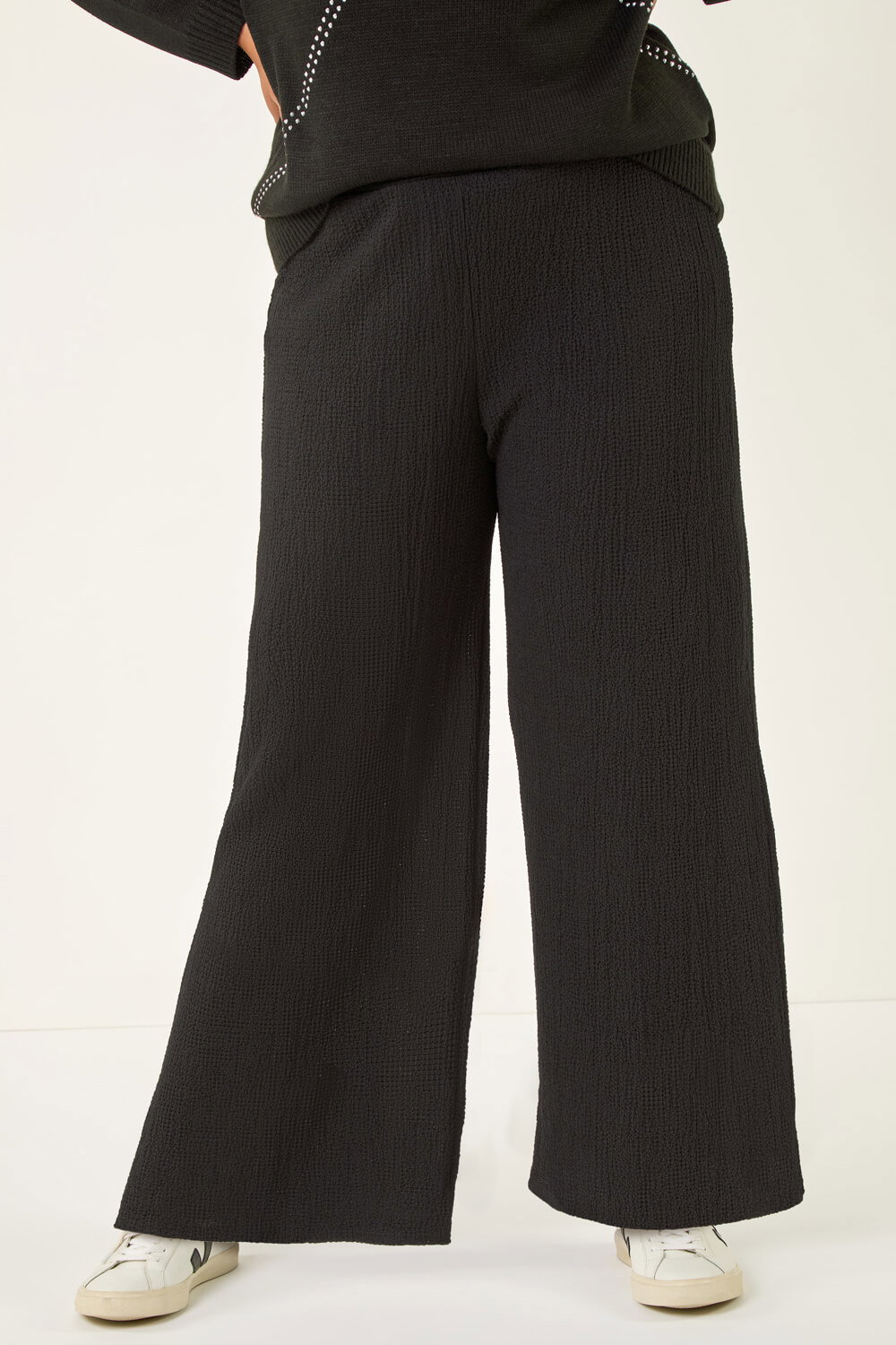 Black Curve Textured Stretch Trousers, Image 5 of 5