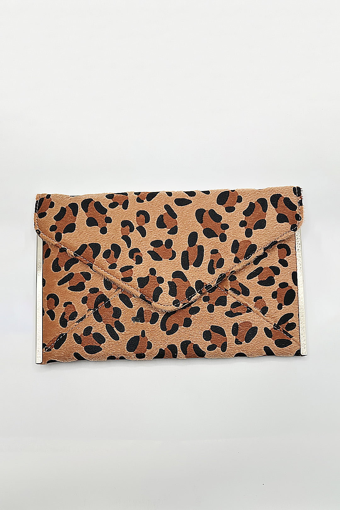 Brown Leopard Envelope Clutch Bag