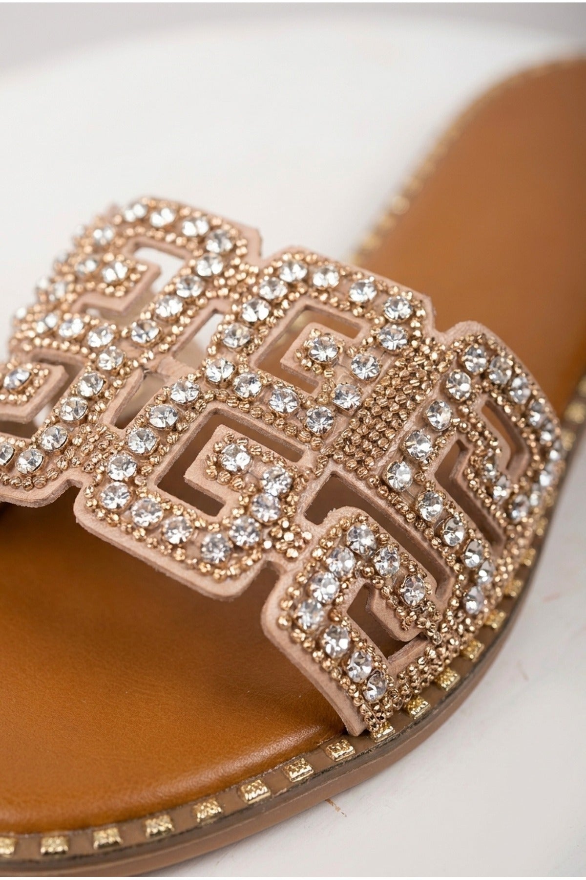 Black Pearl Geometric Rhinestone Embellished Sliders, Image 2 of 6