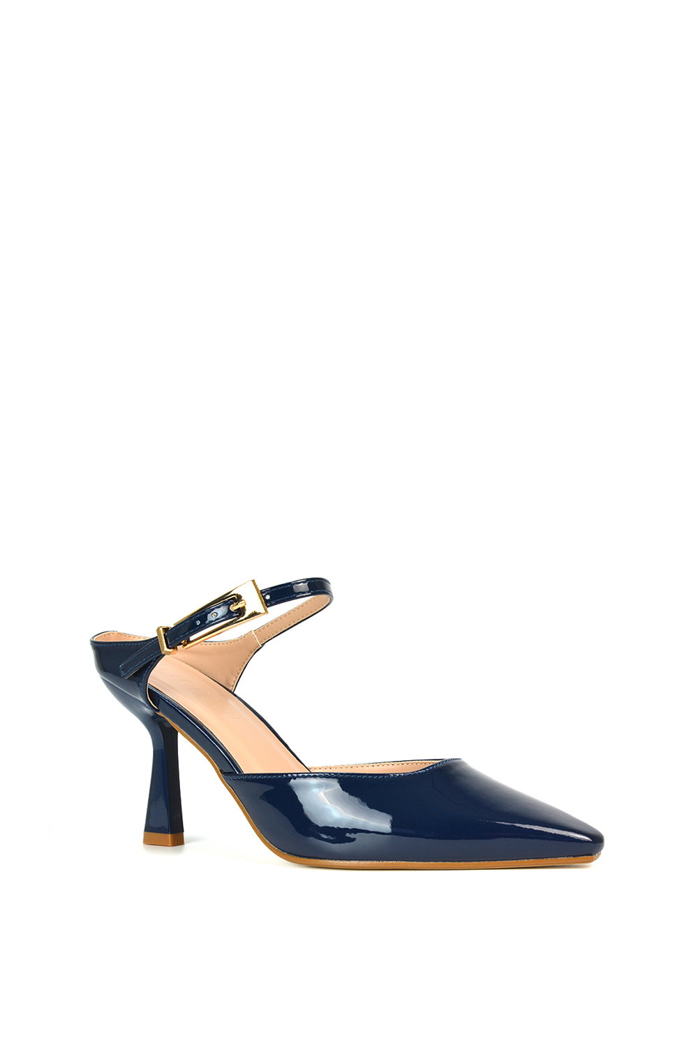 Navy XY LONDON Navy 'Daisy-May' High Heel Mules With Pointed Toe, Image 2 of 6