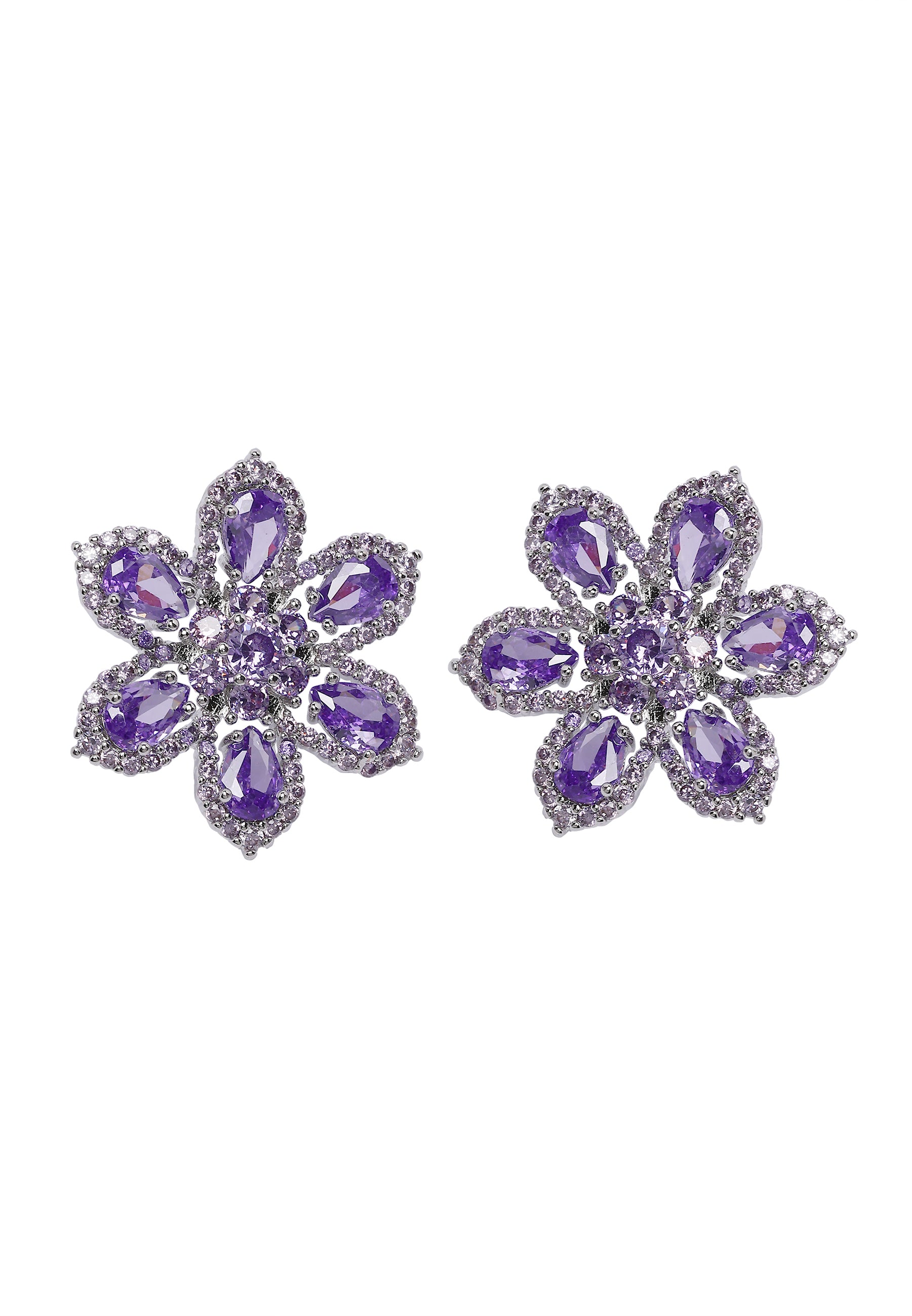 Purple Lilac Floral Stud Earrings