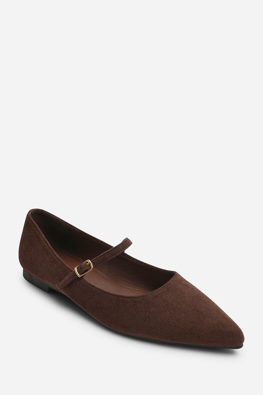 Dark Brown Novalee Pointed Toe Mary Jane Front Strap Ballet Flats, Image 3 of 7