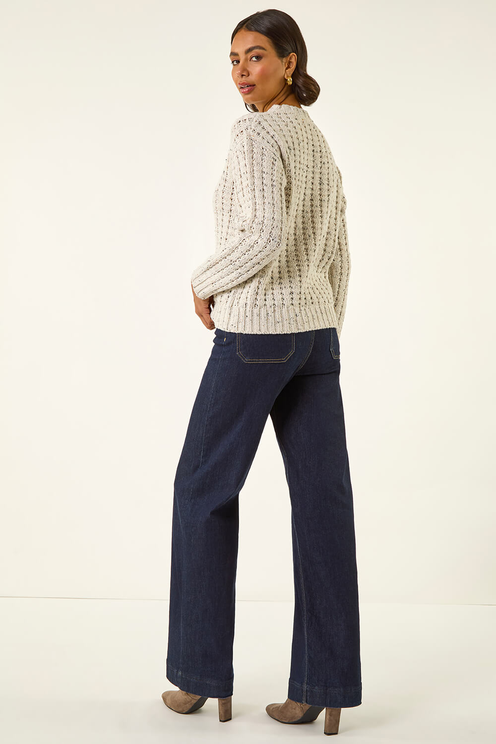 Light Grey Textured Knit Jumper, Image 4 of 5
