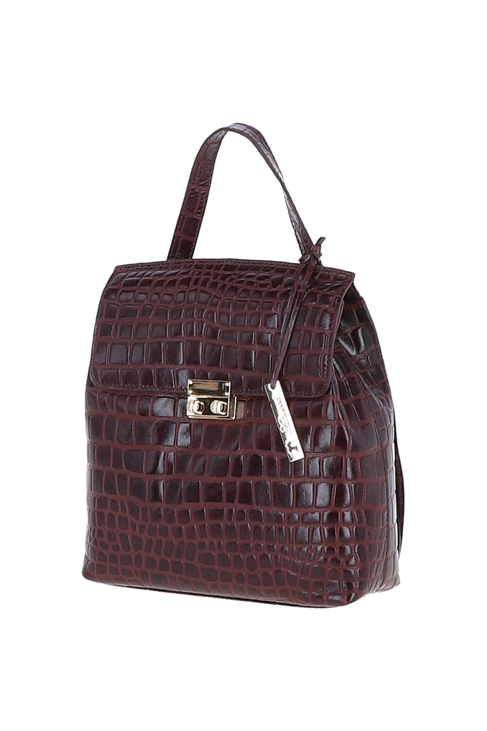 Wine Ashwood Leather Wine Croc Print Real Leather Backpack, Image 2 of 3