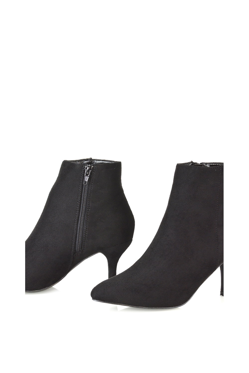 Black 'Anastsia' Low Mid Kitten High Heel Stiletto Zip-Up Ankle Boots, Image 3 of 5