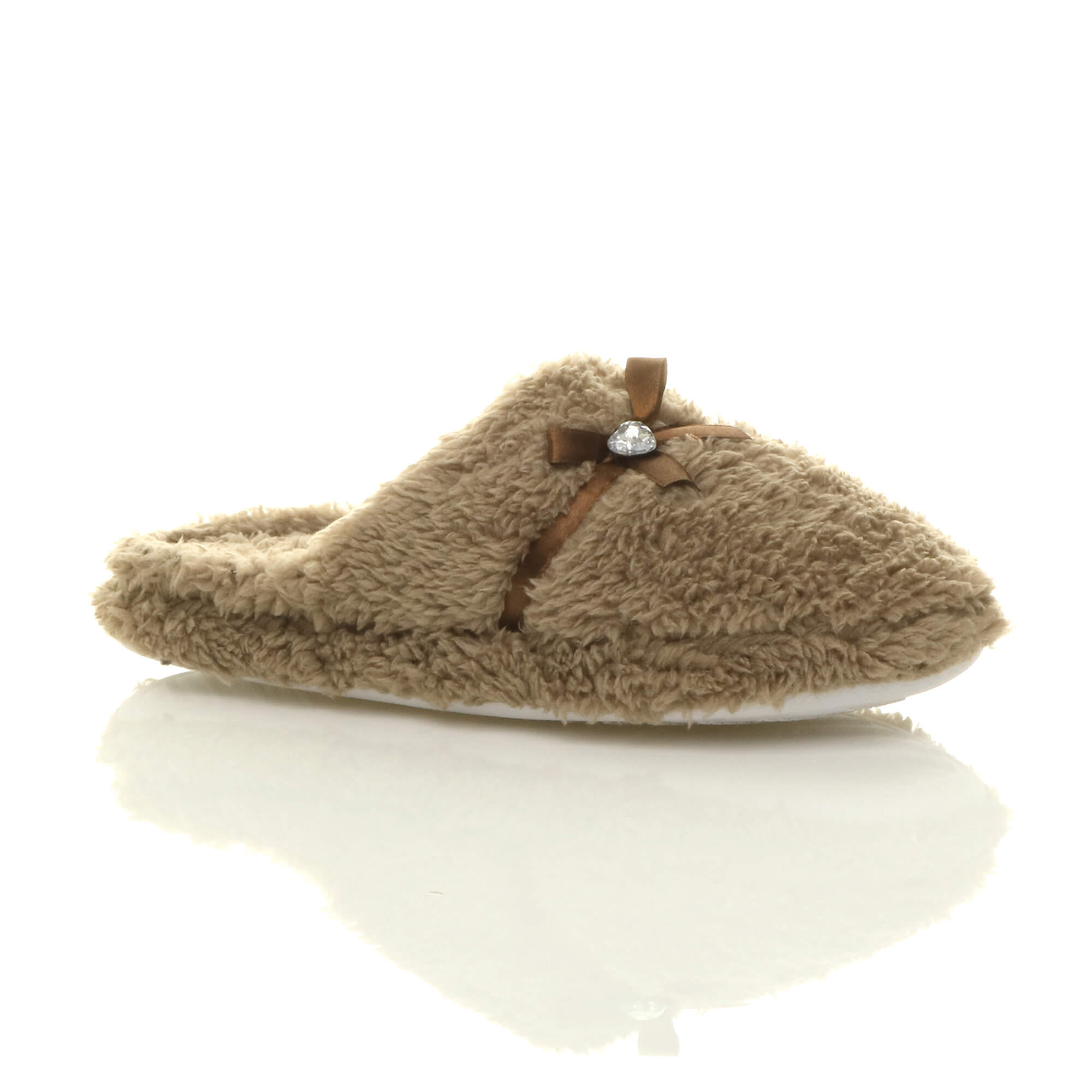 Mocha AJVANI Mocha Fleece Mules Slippers, Image 1 of 5