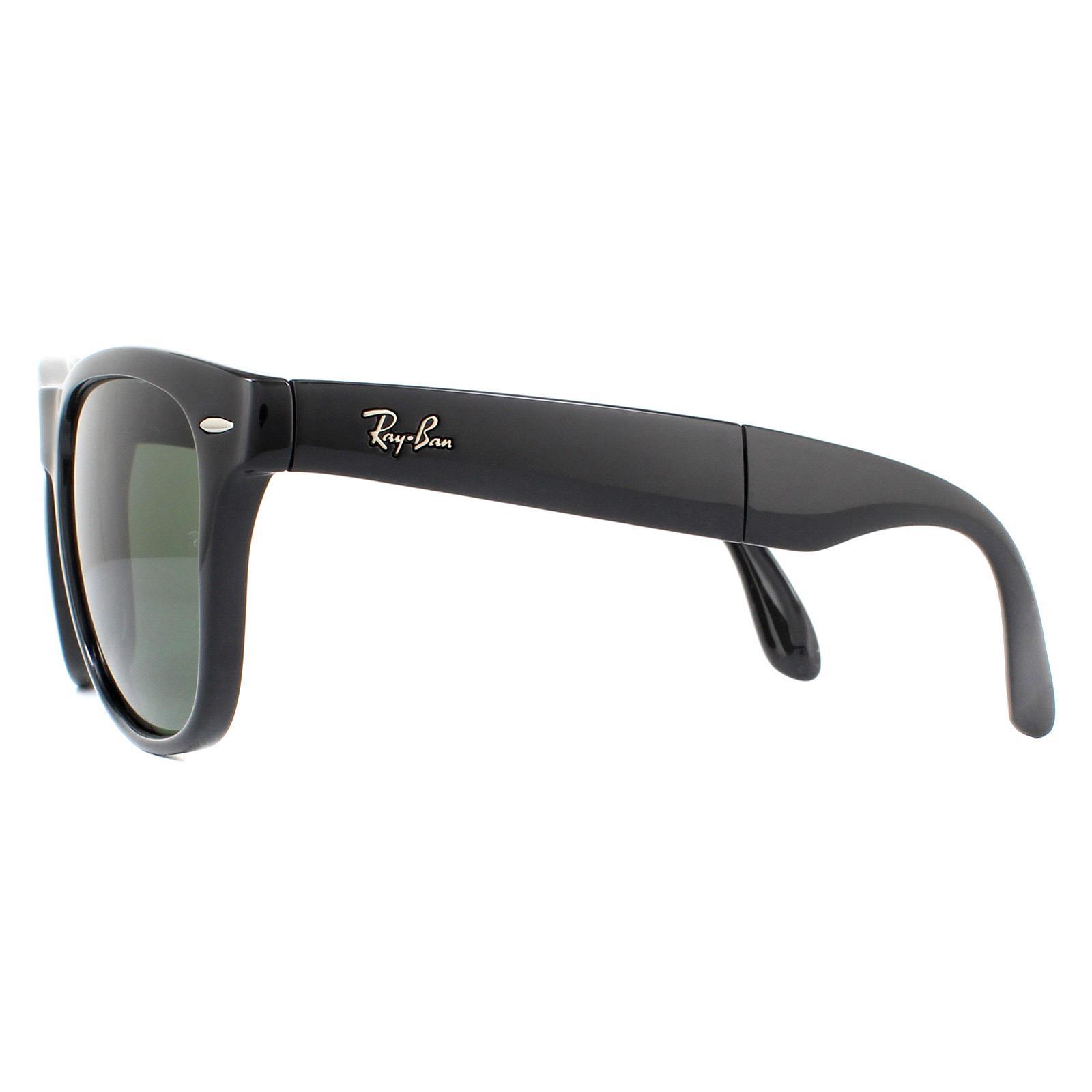 Black Rectangle Black Green Folding Wayfarer 4105 Sunglasses, Image 3 of 6