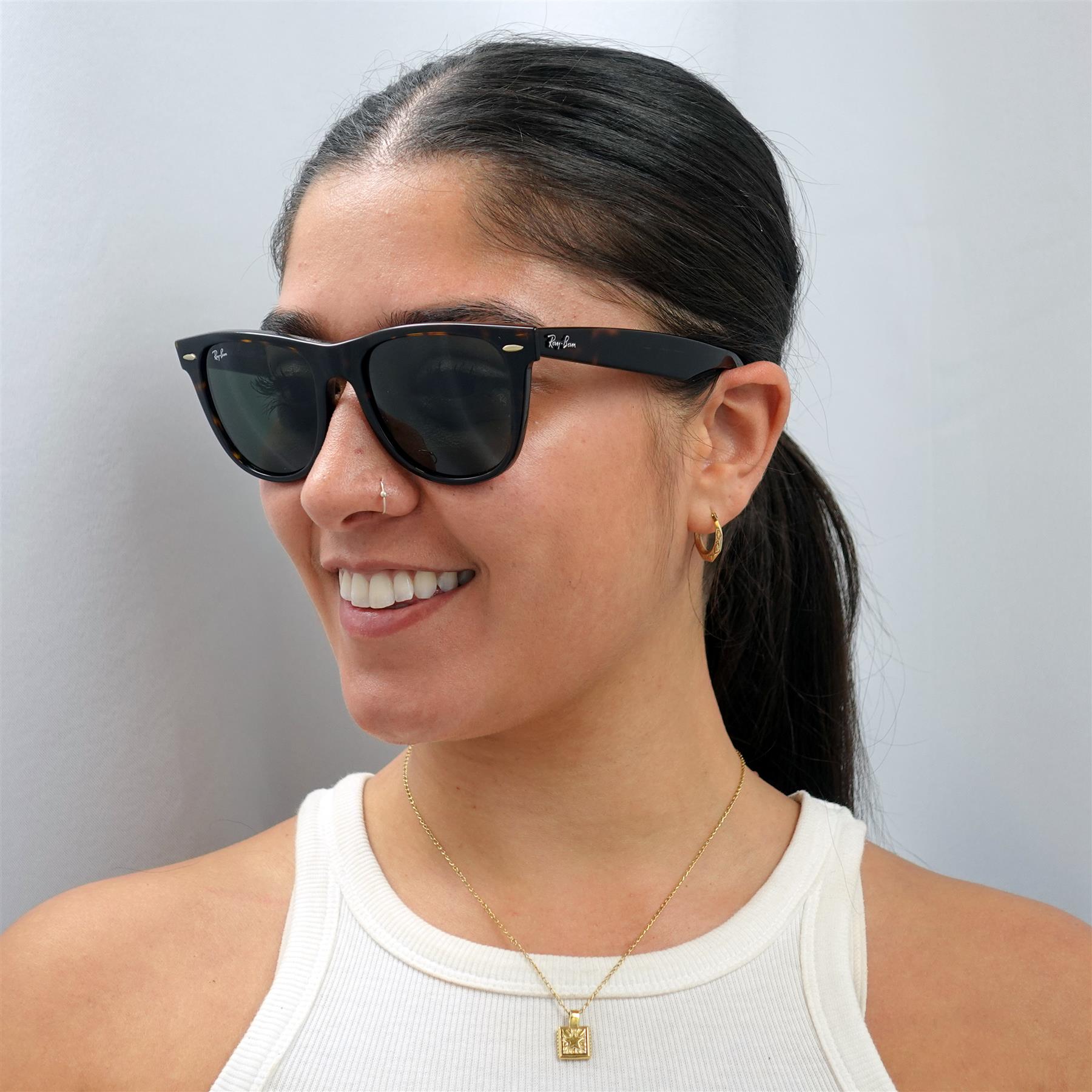 Brown Ray-Ban Brown Rectangle Tortoise Green Sunglasses, Image 6 of 6