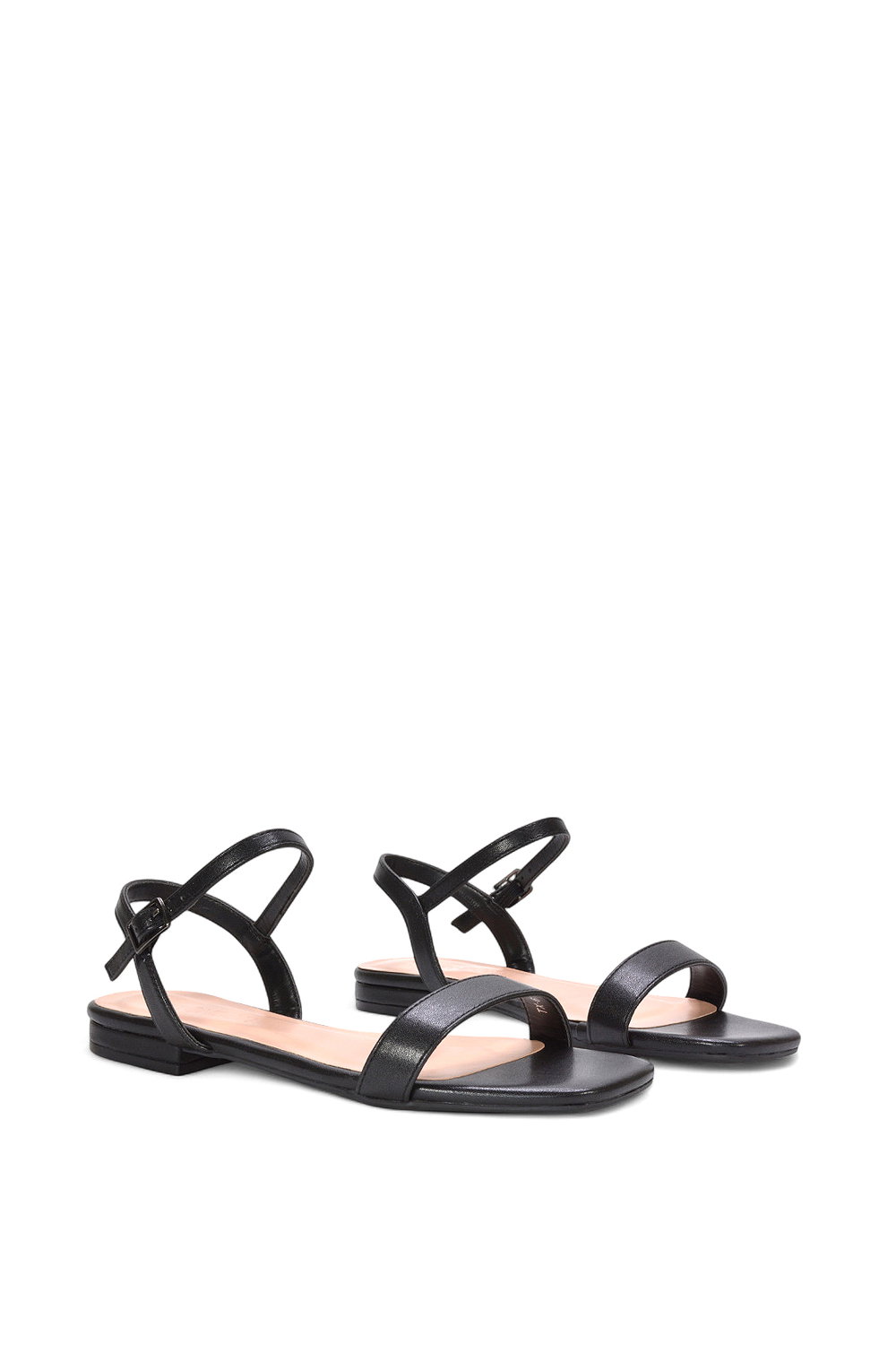 Black XY LONDON Black 'Hallie' Open Toe Flat Strappy Sandals With Ankle Strap, Image 4 of 5