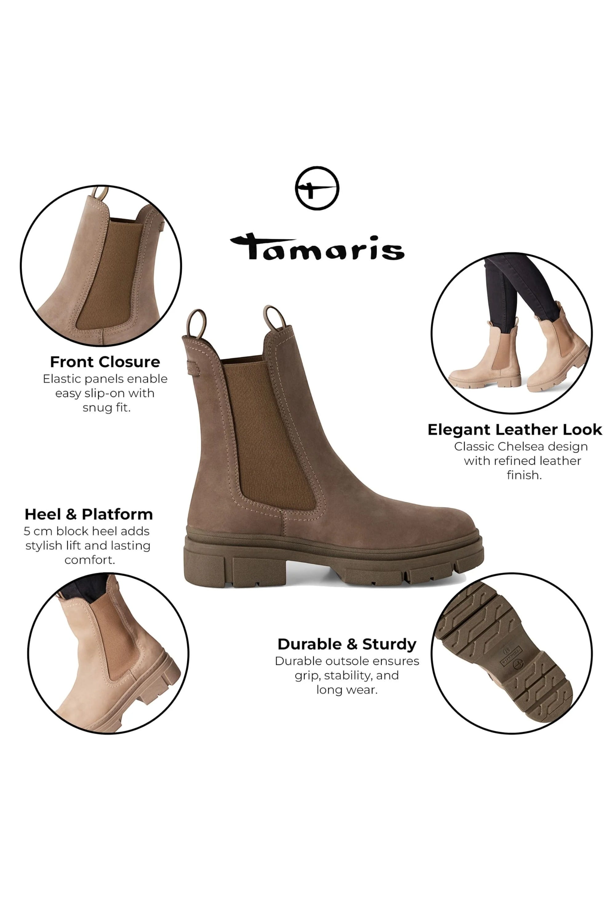 Grey Tamaris Grey Tamaris Womens Dune High Chelsea Boots, Image 2 of 8